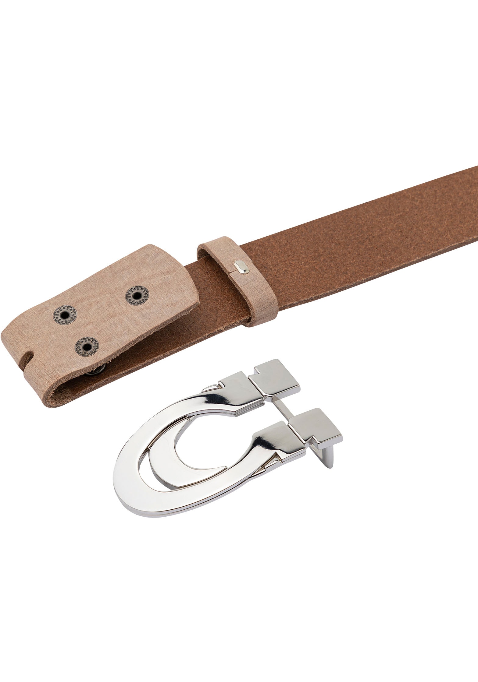 Rettungsring Gürtel Ledergürtel , mit austauschbarer Schließe »Hufeisen Silber/Silber«
