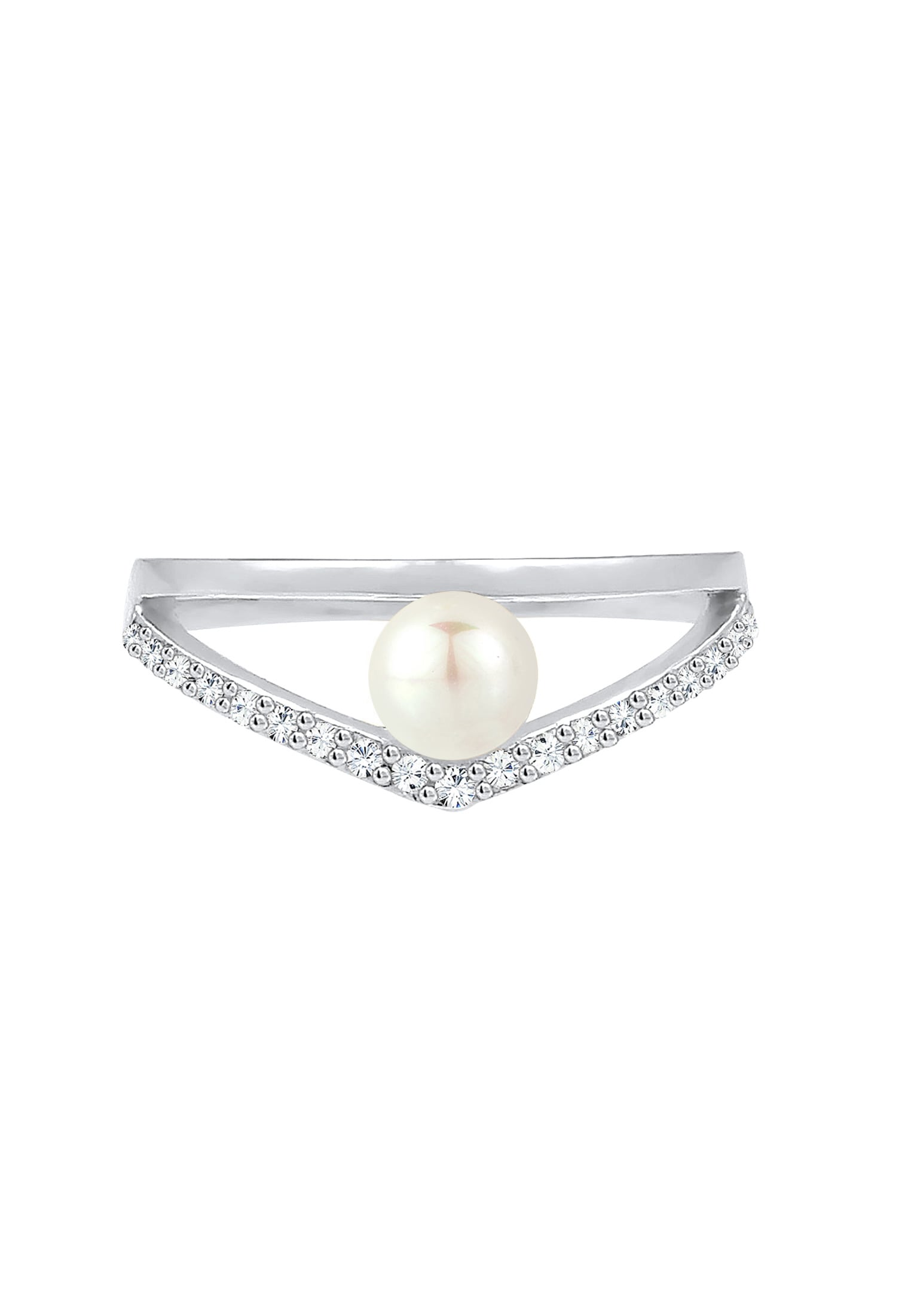 Elli Verlobungsring »Ring Süßwasserzuchtperle Kristalle 925 Sterling Silber«