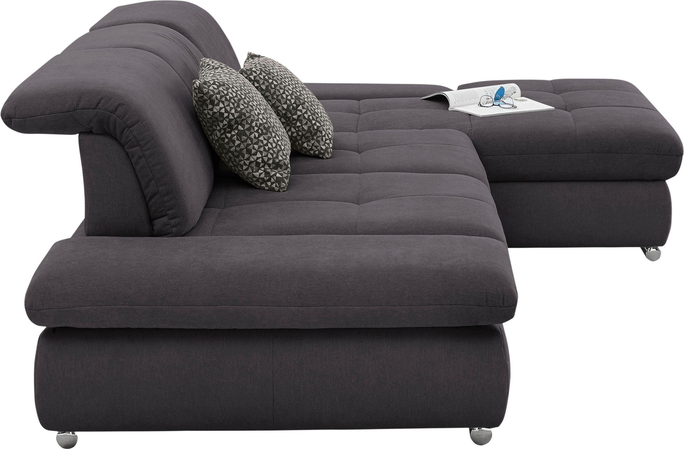 set one by Musterring Ecksofa »SO4100 V«, mit verstellbaren Kopfteilen, wahlweise mit Funktionen, Cord-Bezug