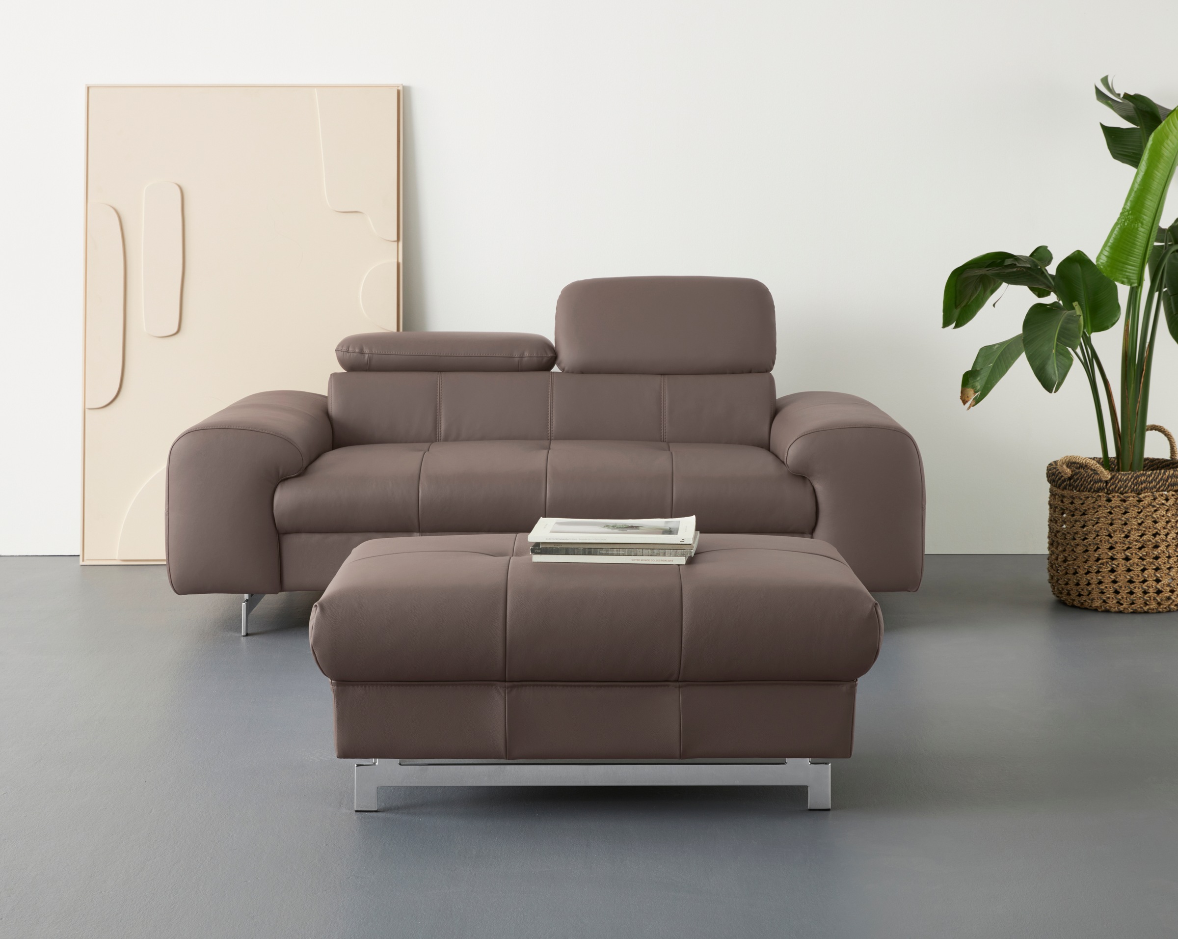 COTTA 2-Sitzer »Chef«, Big-Sofa mit Kopfteilverstellung, edle Metallkufen