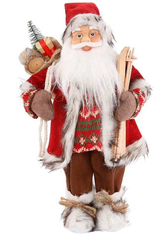 Weihnachtsmann »Santa mit Skiern unter dem Arm und Geschenken«, Weihnachtsdeko,...