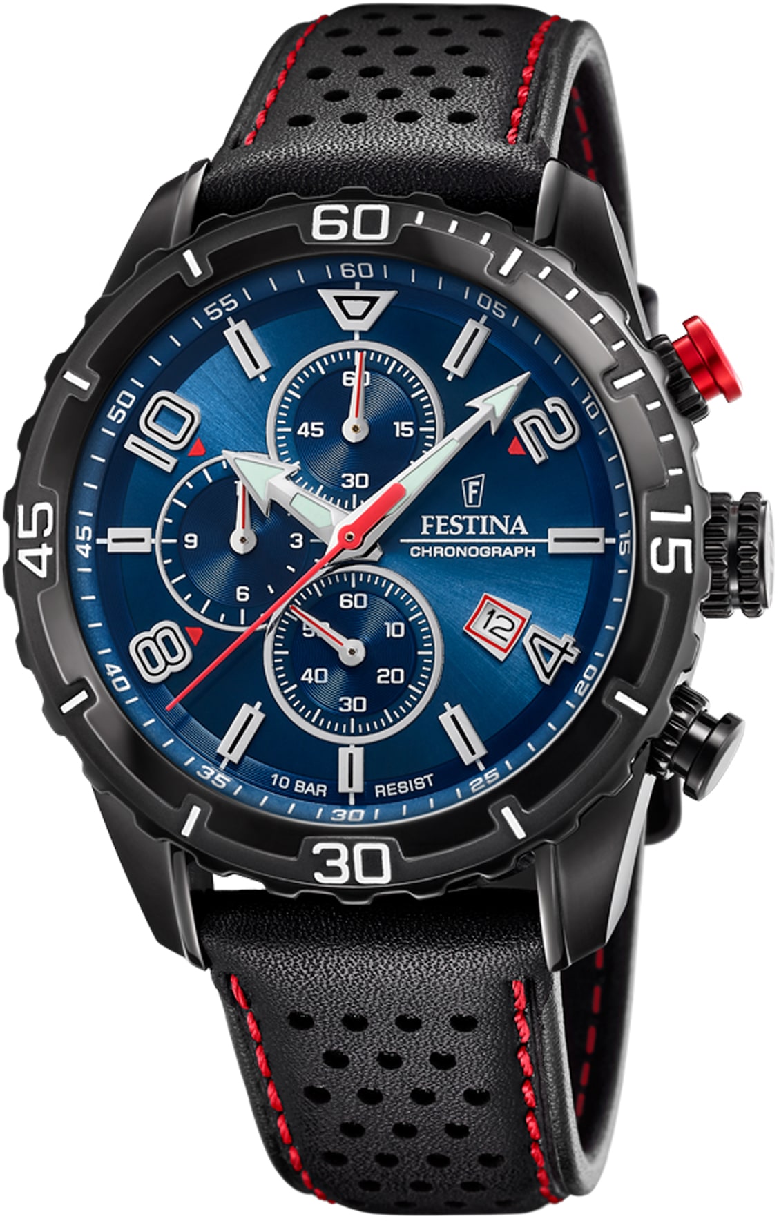 Festina Chronograph »F20519/2«, Armbanduhr, Quarzuhr, Herrenuhr, Stoppfunktion, Lederarmband