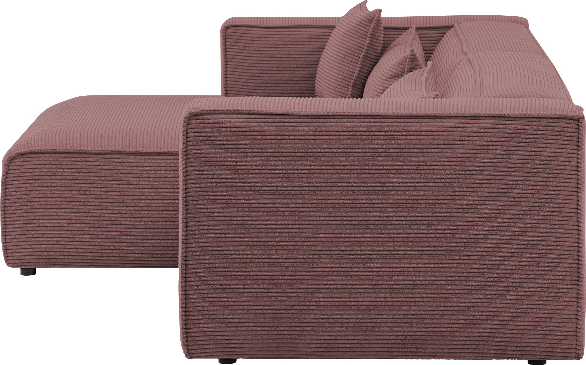 LeGer Home by Lena Gercke Ecksofa »PIARA Cord mit Kedernaht L-Form« wahlweise Ottomane rechts/links, schwarze Füße, bequemer Sitzkomfort