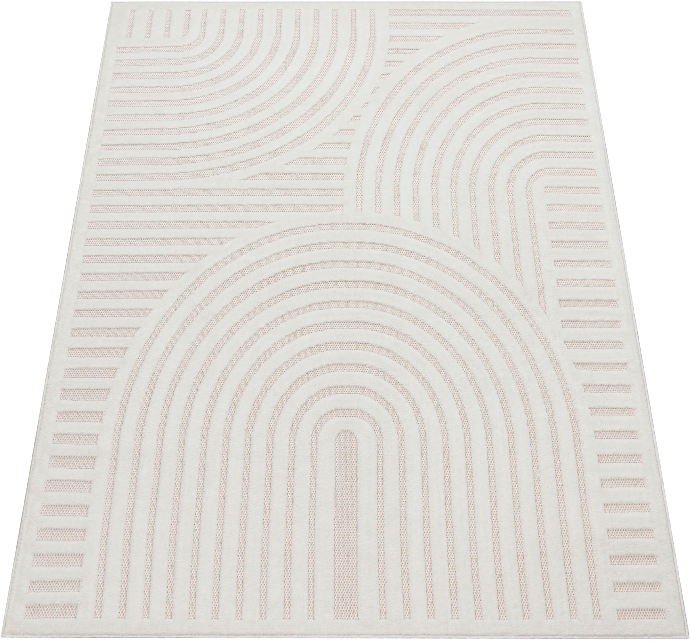 Paco Home Scandi-Look, geeignet Teppich moderner »Livorno Uni Hoch-Tief-Effekt, Outdoor Farben, rechteckig, 674«