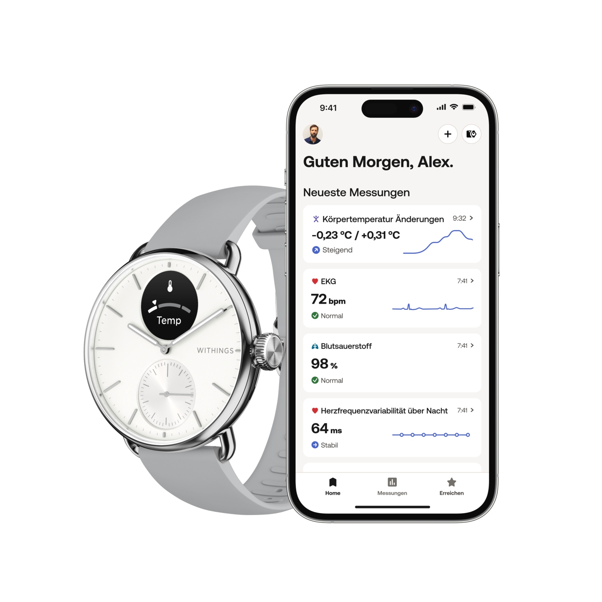 Withings Smartwatch »ScanWatch 2 (38 mm)«, (1,6 cm / 0,63 Zoll), Proprietär,)