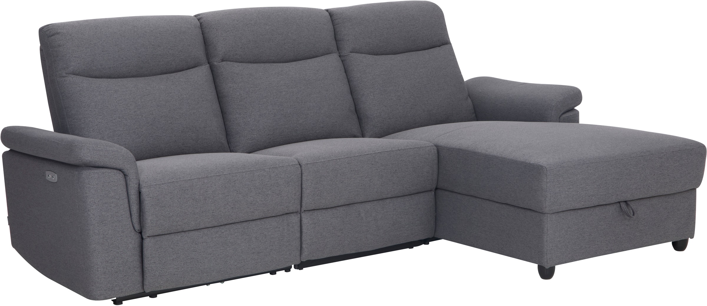 Home affaire Ecksofa »BRIONNE, L-Form, 255cm, manuelle u. elektrische Funktion (USB A/C),«, Liegefunktion, Stauraum, Federkernpolsterung, Webstoff