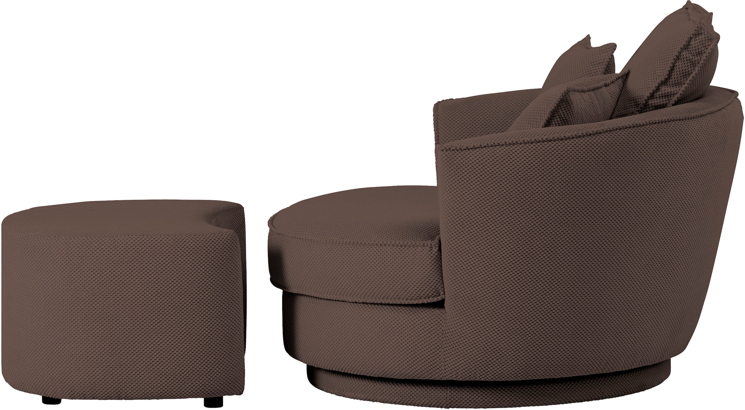 Leonique Drehsessel »MAISIE, Love Seat XXL Lese-Sessel, Big-Sessel mit Hocker,«, (2 St.), Set in MEGA CORD und Web-Velours, drehbar 360 Grad