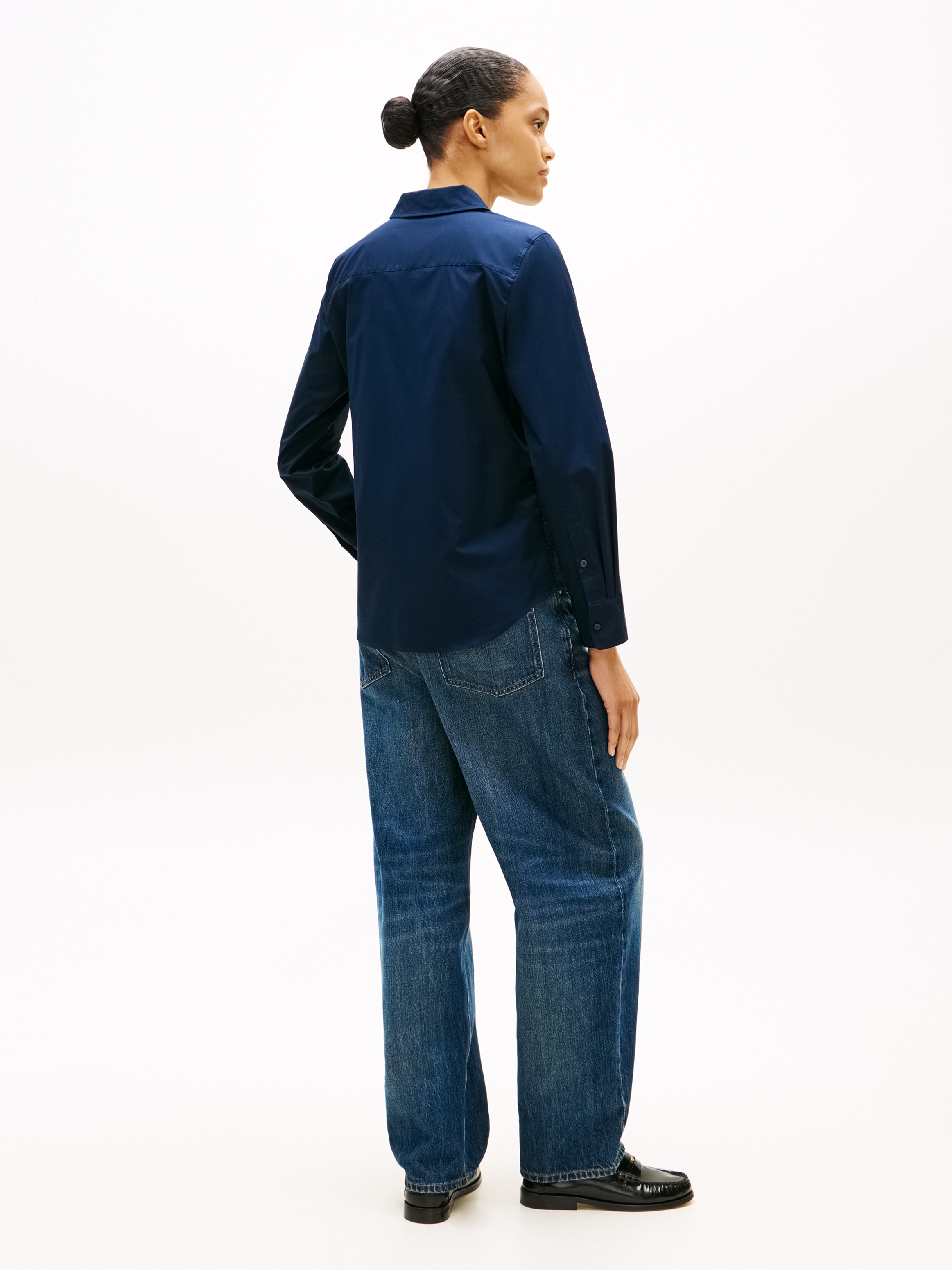 Tommy Hilfiger Hemdbluse »STRETCH REGULAR LS SHIRT« mit gesticktem Tommy Hilfiger Logo