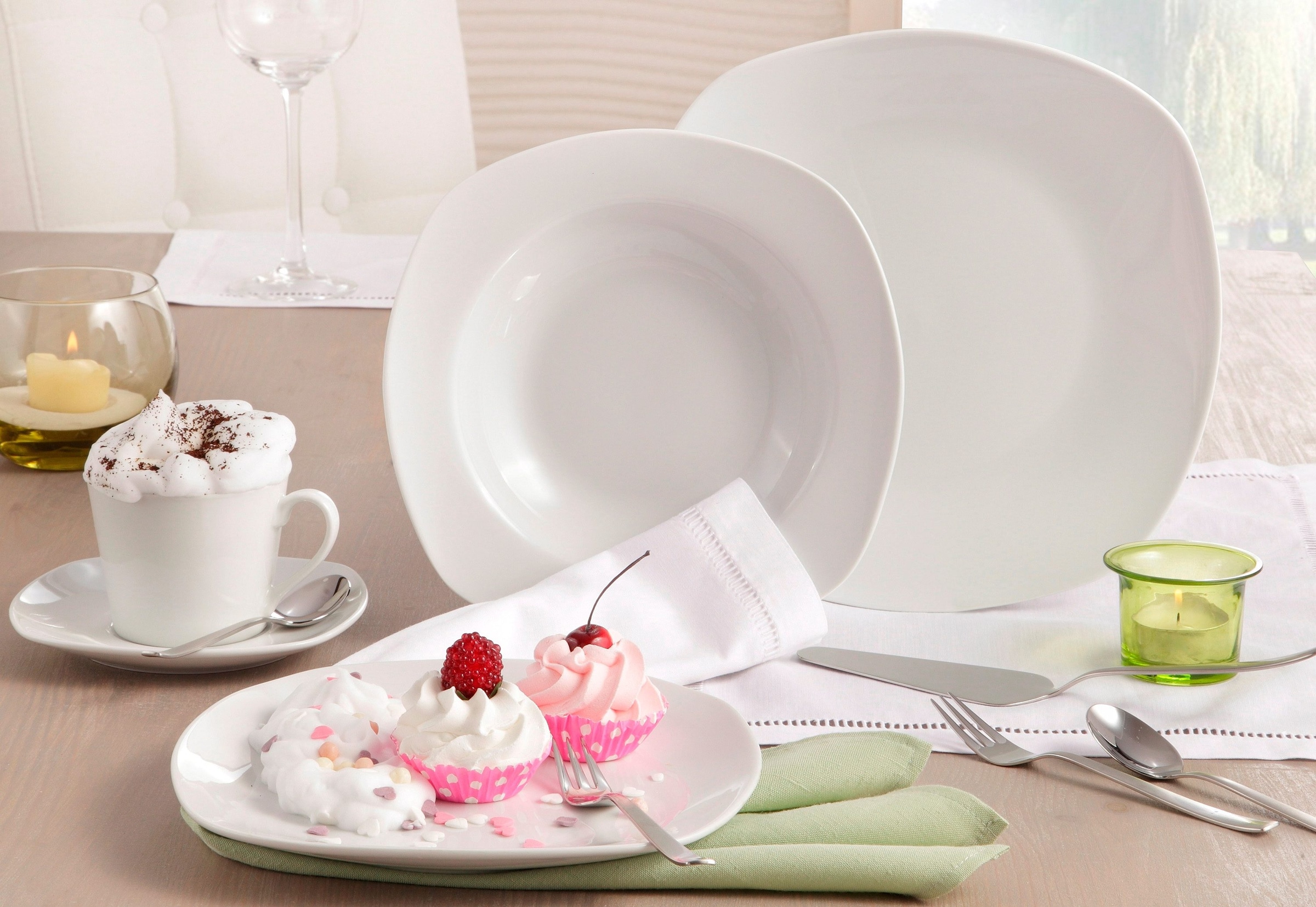 CreaTable Kaffeeservice »Geschirr-Set Amelie«, (Set, 3 Kaffeegeschirr 18 Service, für 6 weiß, Jahren tlg., 18 XXL Garantie Personen), mit Personen 6 Teile, für