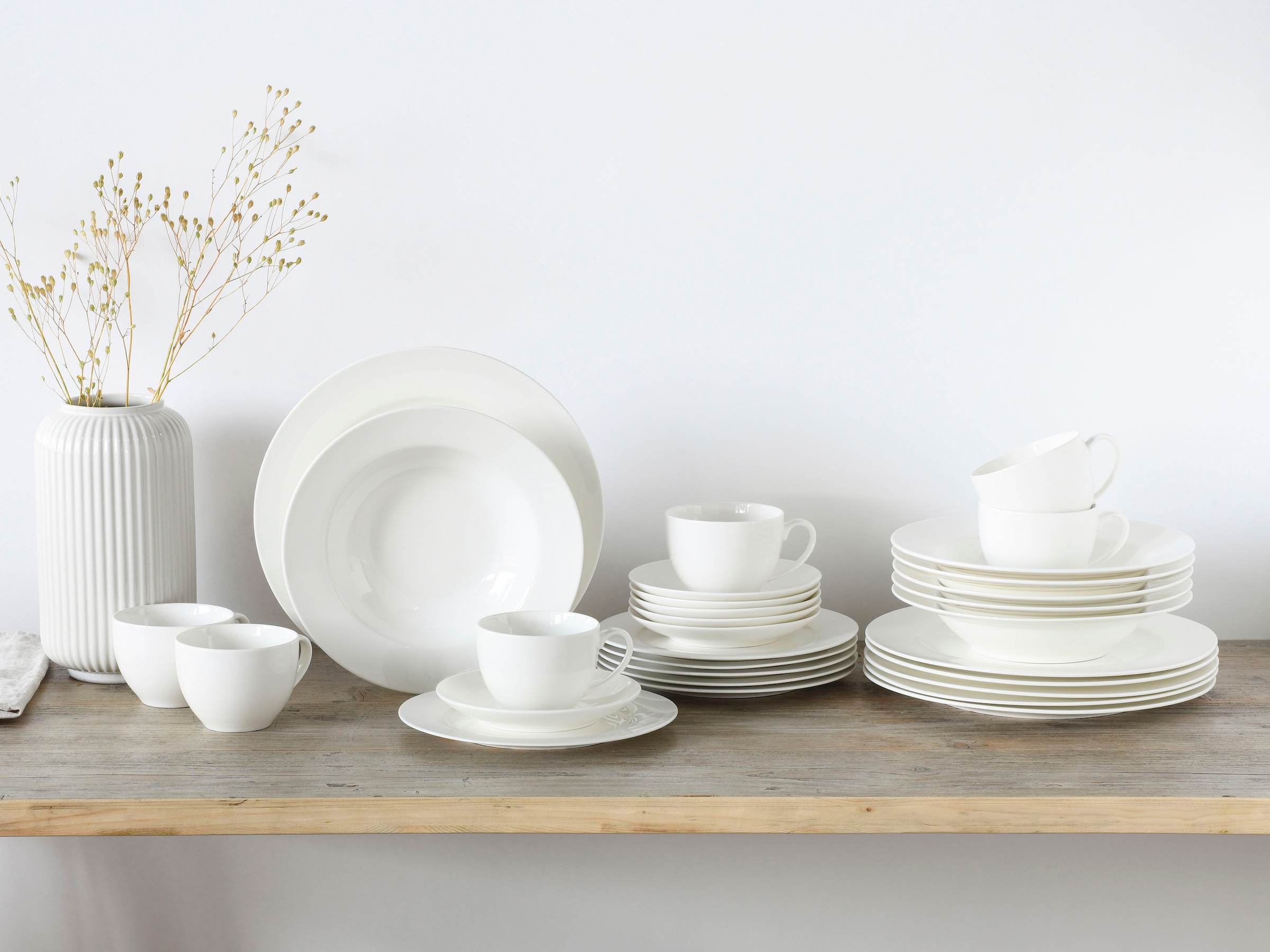 CreaTable Kombiservice »Fleur Royal«, (Set, 30 tlg.), extrem dünn, leicht, lichtdurchlässig