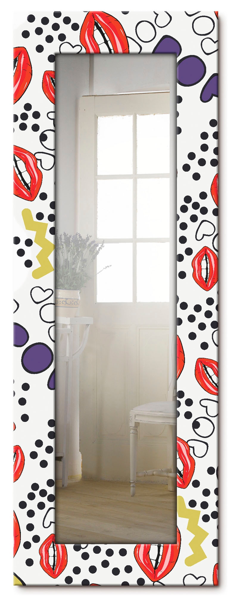 Artland Dekospiegel »Mund mit Pop-Art«, gerahmter Ganzkörperspiegel, Wandspiegel, mit Motivrahmen, Landhaus