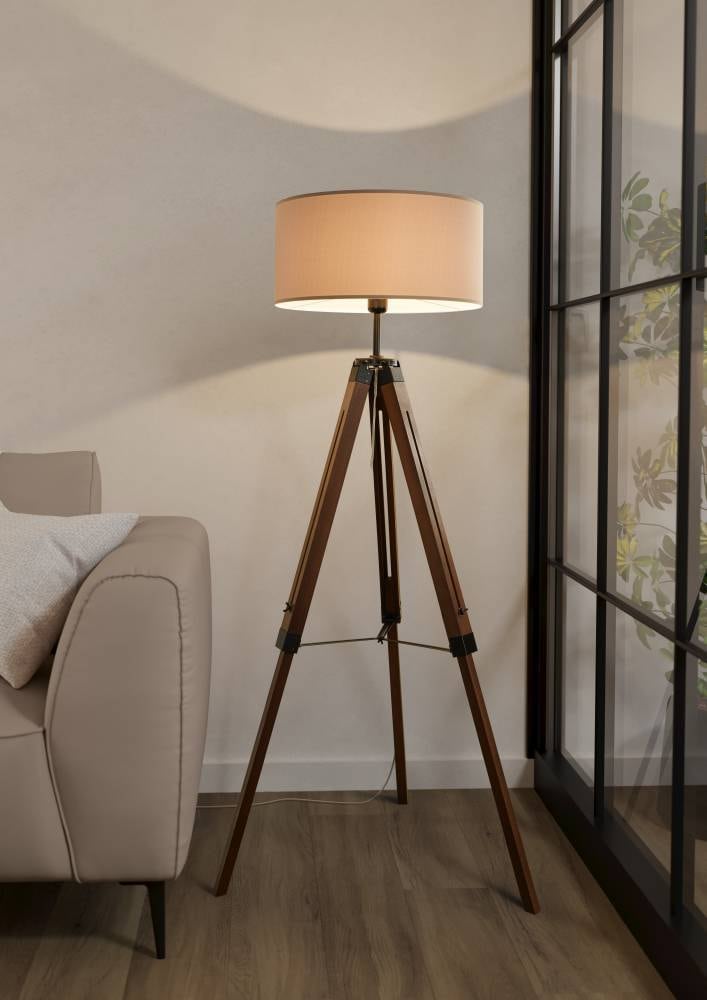 EGLO Stehlampe »LANTADA«, 1 flammig, Leuchtmittel E27 | ohne Leuchtmittel, Stehlampe, Dunkelbraun und Taupe, mit Schalter, FSC zertifiziert, E27