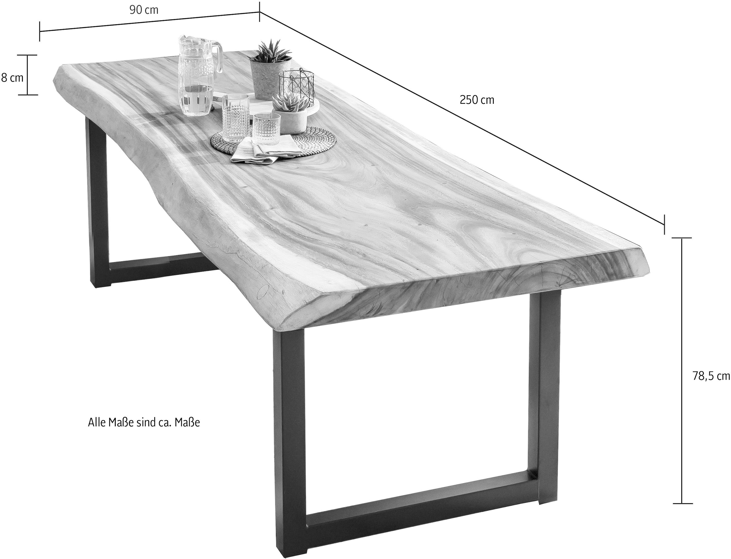 SIT Baumkantentisch, 8 cm Massivholzplatte mit Baumkante wie gewachsen