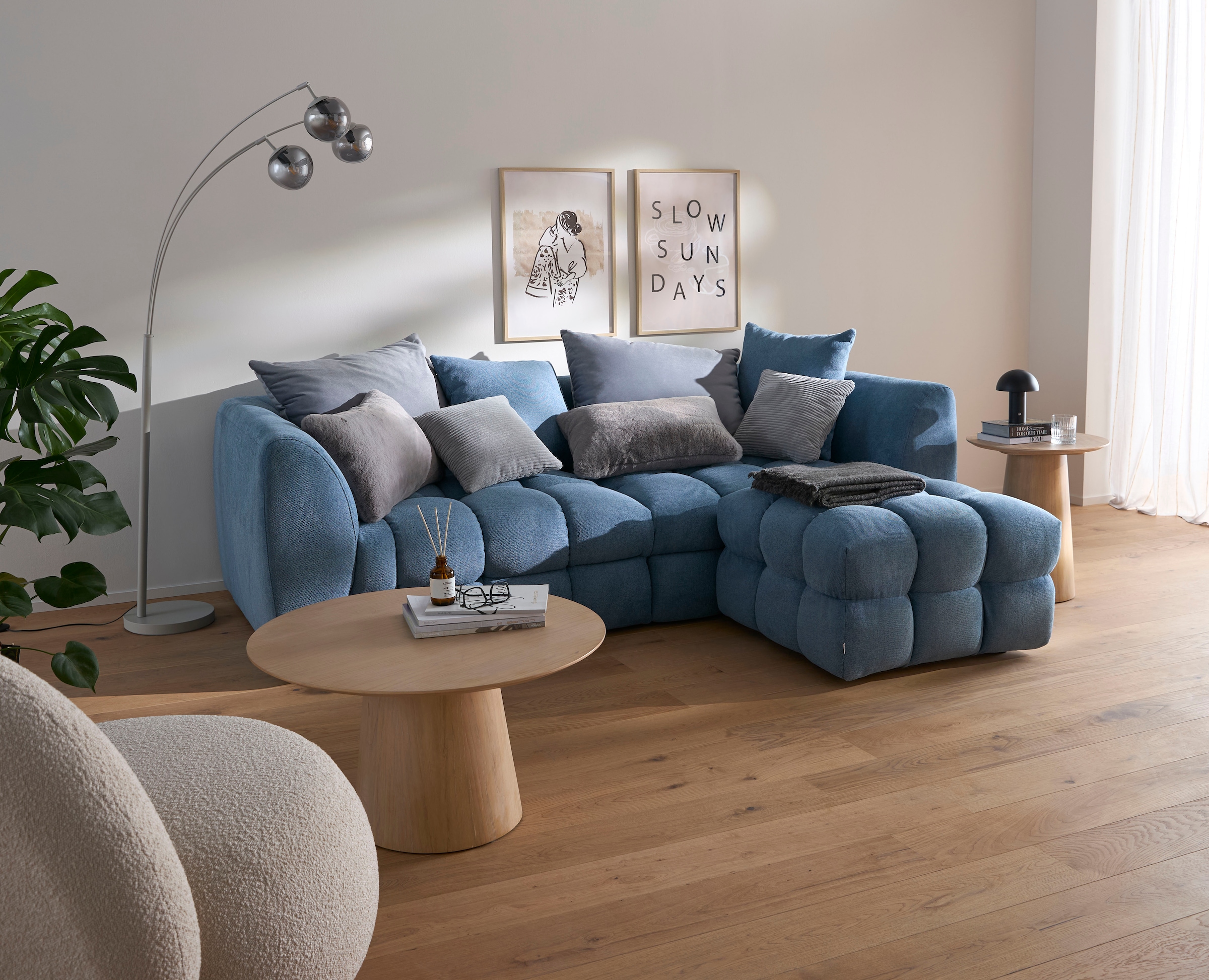 s.Oliver Polsterhocker »COBBO Sitzhocker Bubble-Optik, Maße B/T/H: 80/80/48 cm« passend zum Sofa, moderne Steppung und hoher Sitzkomfort