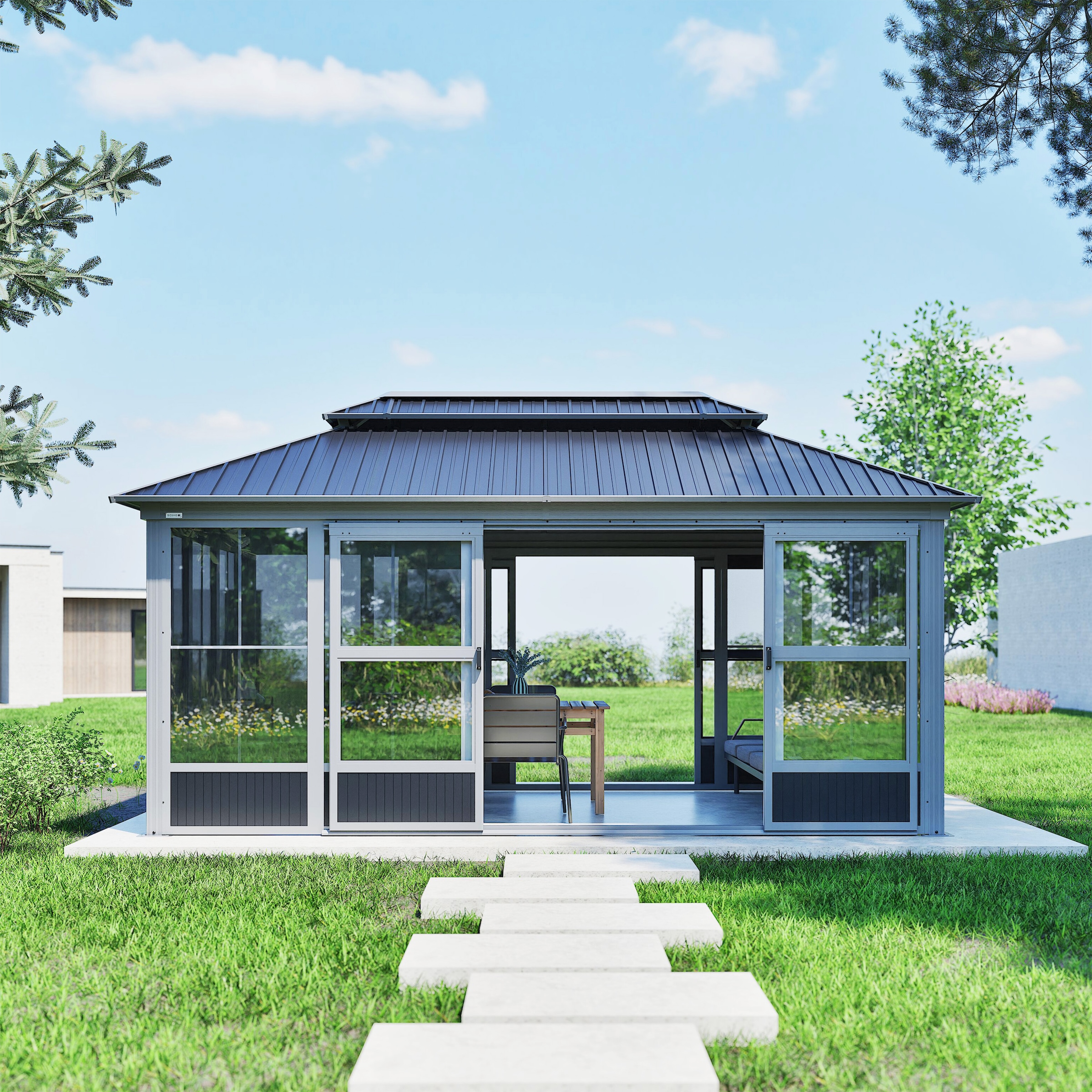 Sojag Pavillon »Olan 1017 Grau -Schwarz« 310x529,5x291cm