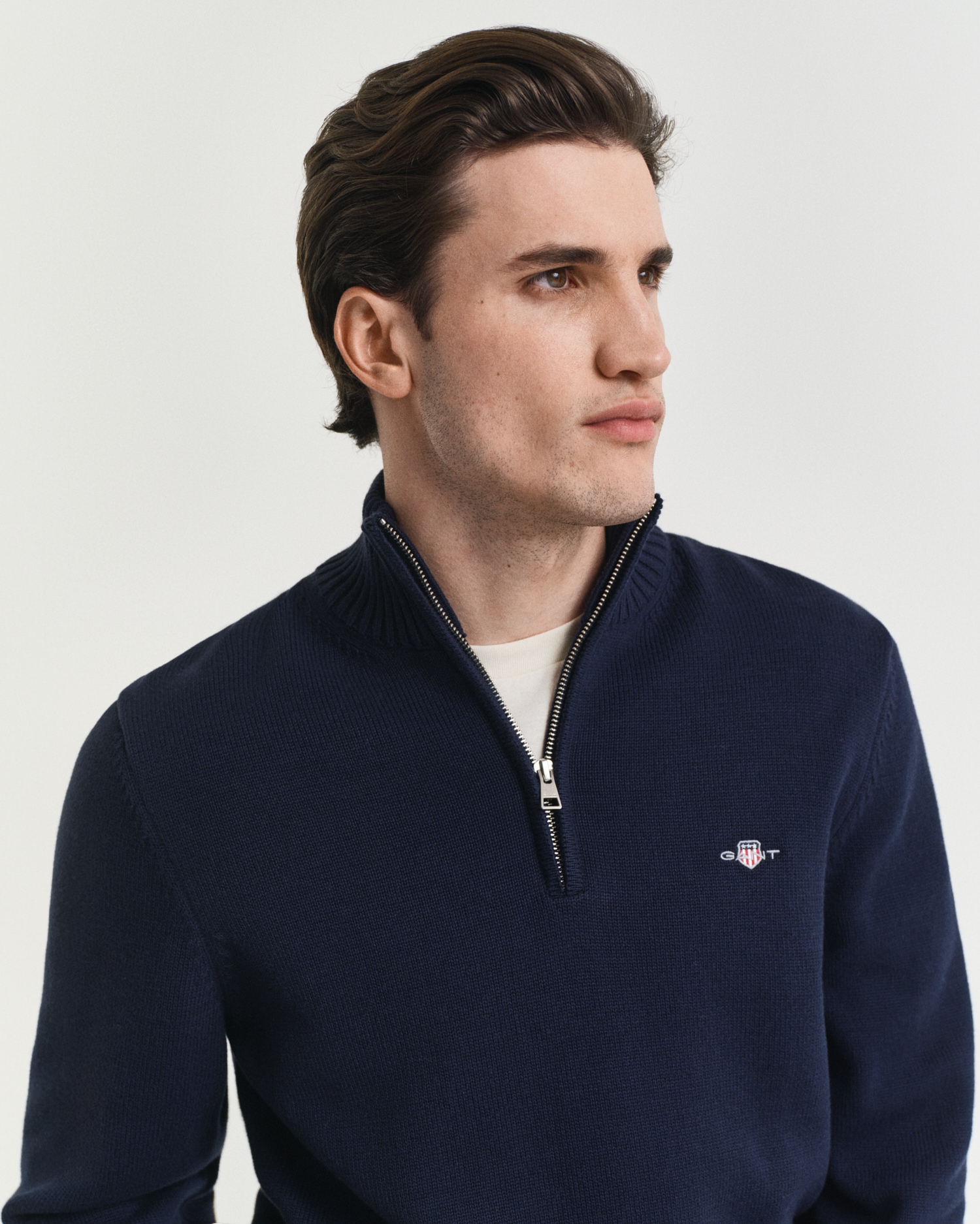 Gant Troyer »CASUAL COTTON HALF ZIP« mit grafischer Logostickerei auf der Brust