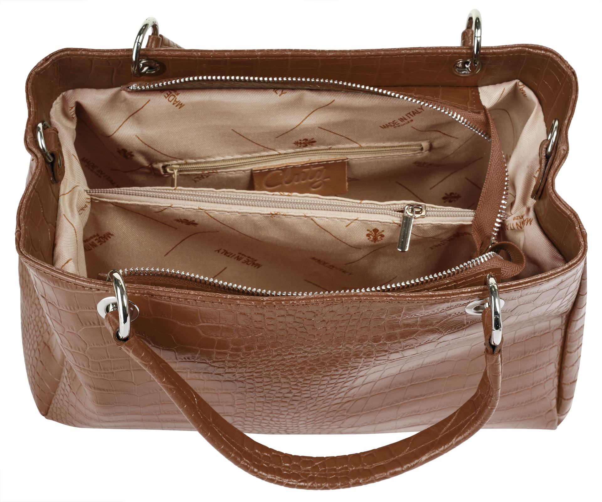 Cluty Henkeltasche, echt Leder, Made in Italy