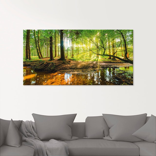 Artland Glasbild »Wald mit Bach«, Wald, (1 St.), in verschiedenen Größen  auf Raten bestellen