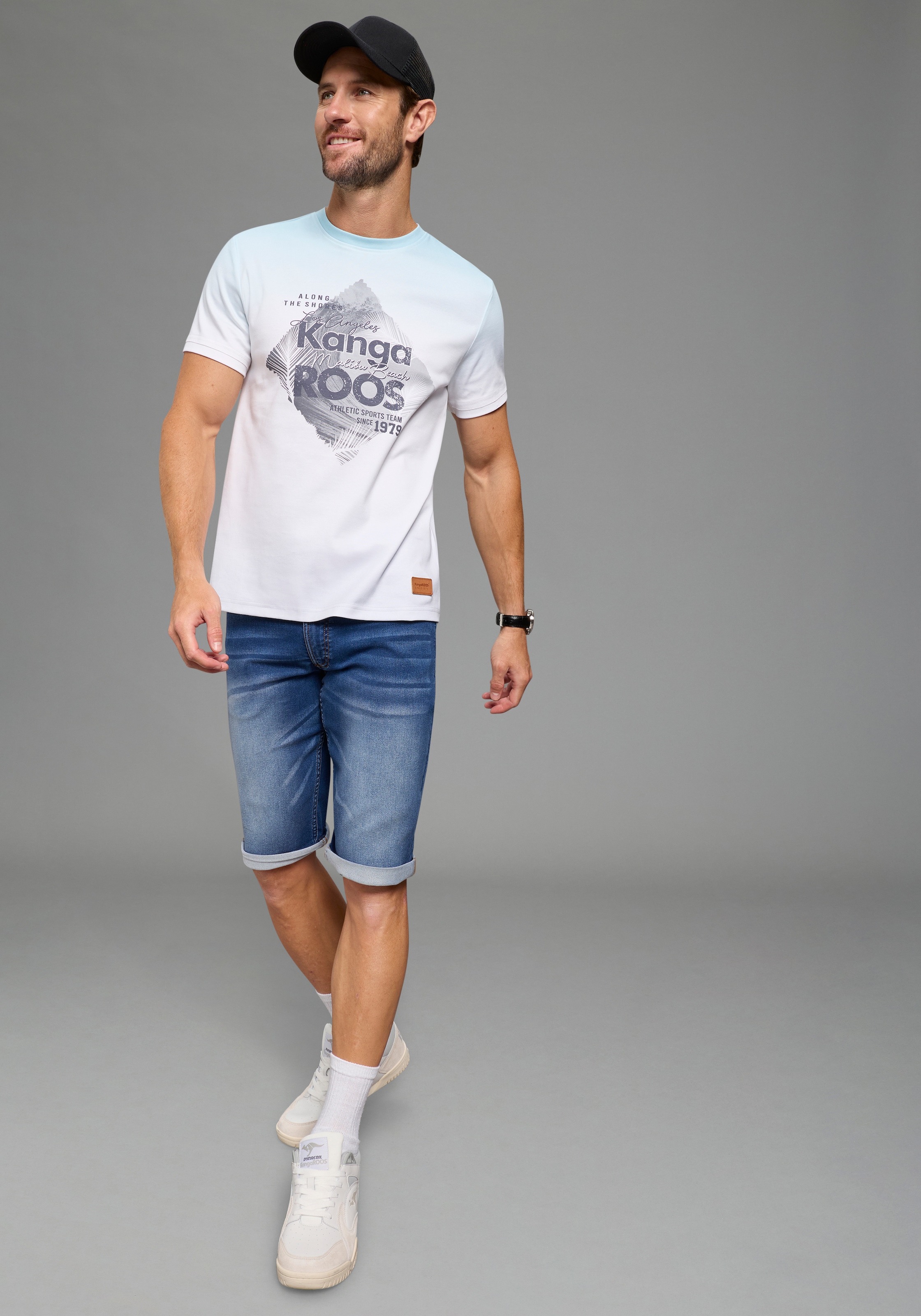 KangaROOS T-Shirt schmale Passform, Halbarm, angesetztes Bündchen am Ärmelabschluss