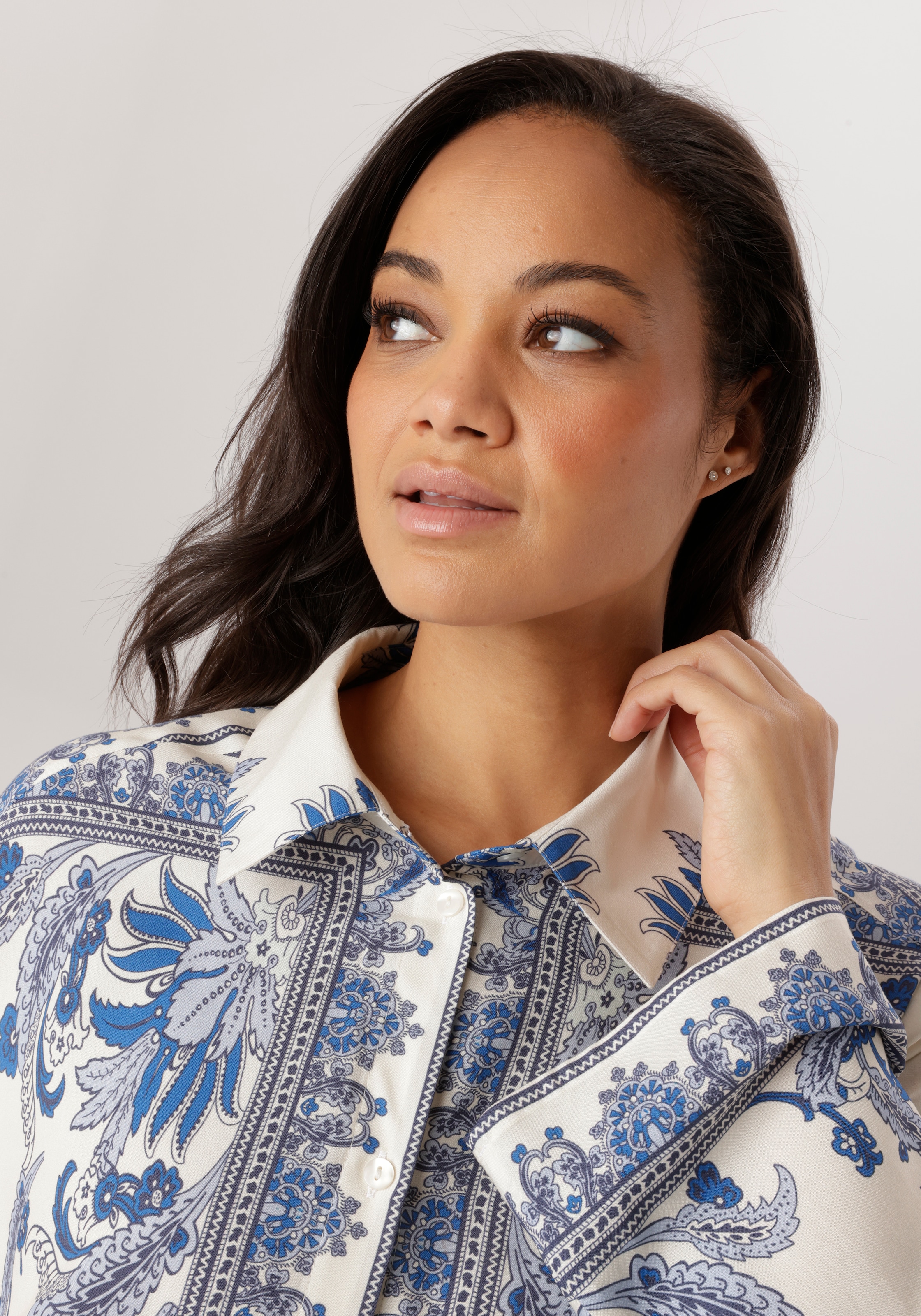 Aniston PLUS Hemdbluse mit edler Blumendruck - NEUE KOLLEKTION