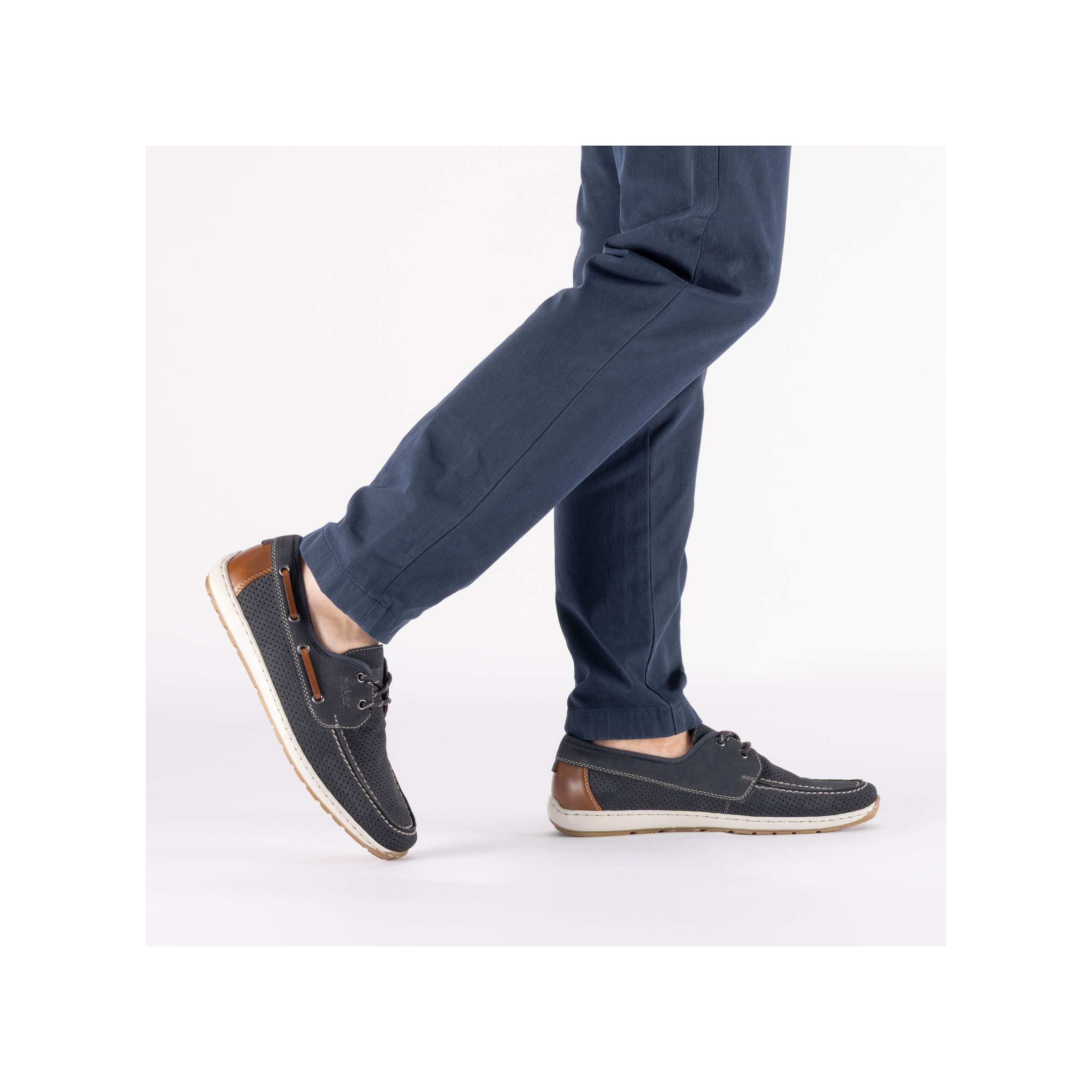 Rieker Bootsschuh  Mokassin, Halbschuh, Frühlingsschuh mit Perforation