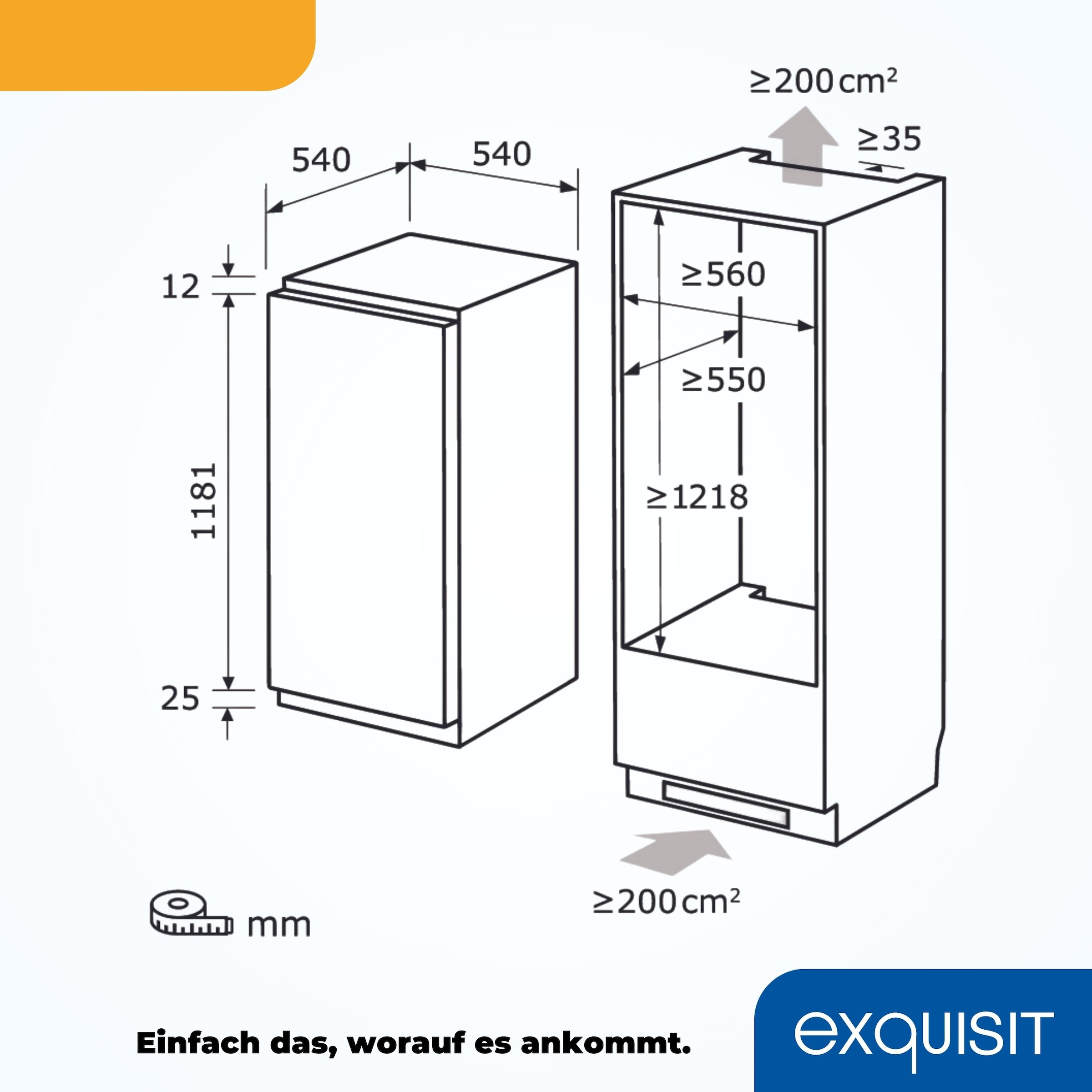 exquisit Einbaukühlschrank »EKS201-4-E-040E«, Schlepptür