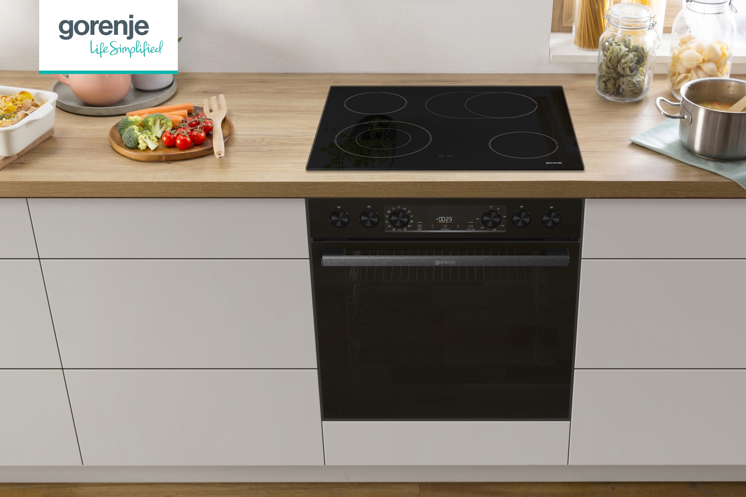 GORENJE Elektro-Herd-Set »BCS737DBGOT«, mit 1-fach-Teleskopauszug, Aqua Clean, (1 St.)