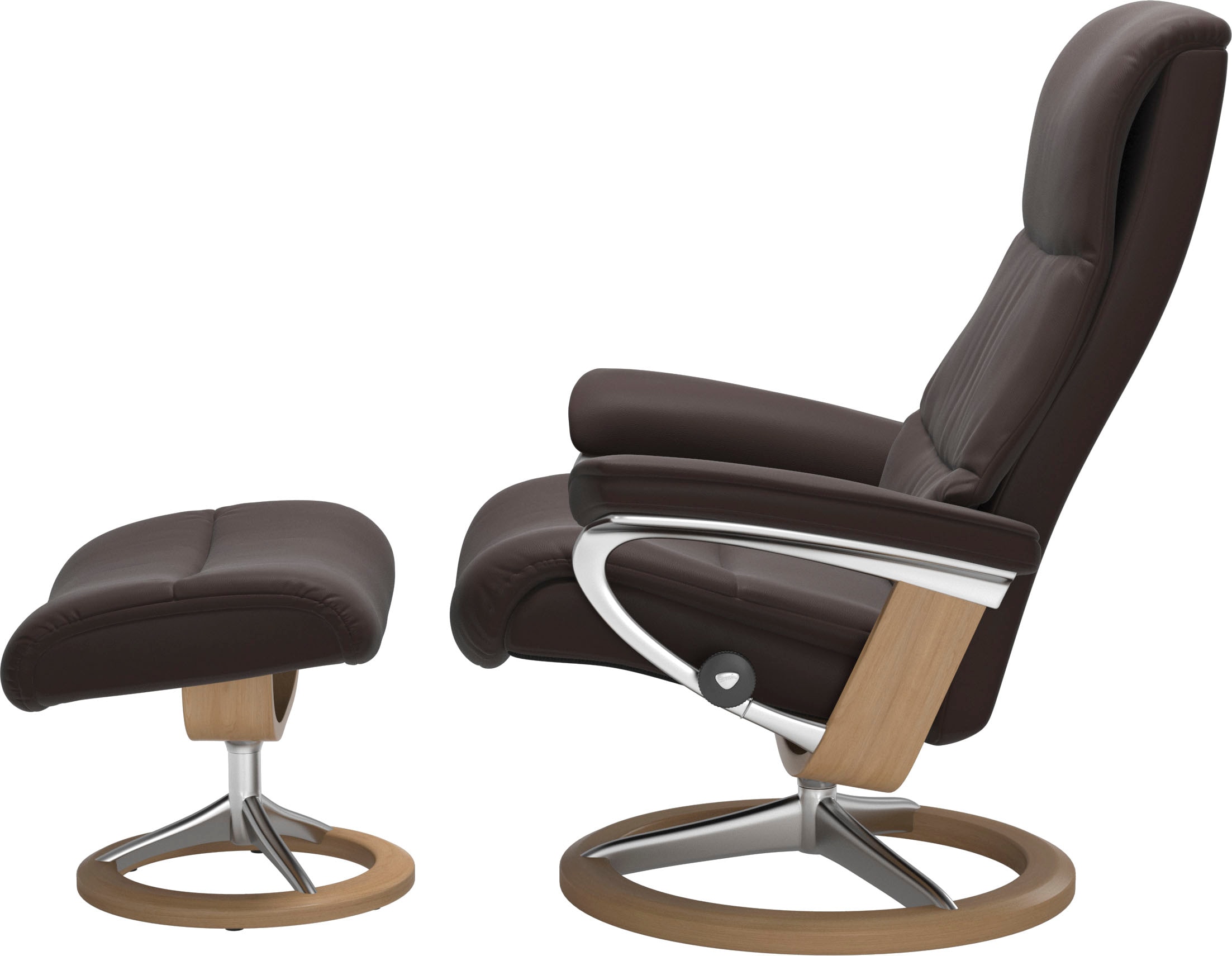 Stressless® Relaxsessel »View«, (Set, Relaxsessel mit Hocker), mit Signature Base, Größe S,Gestell Eiche