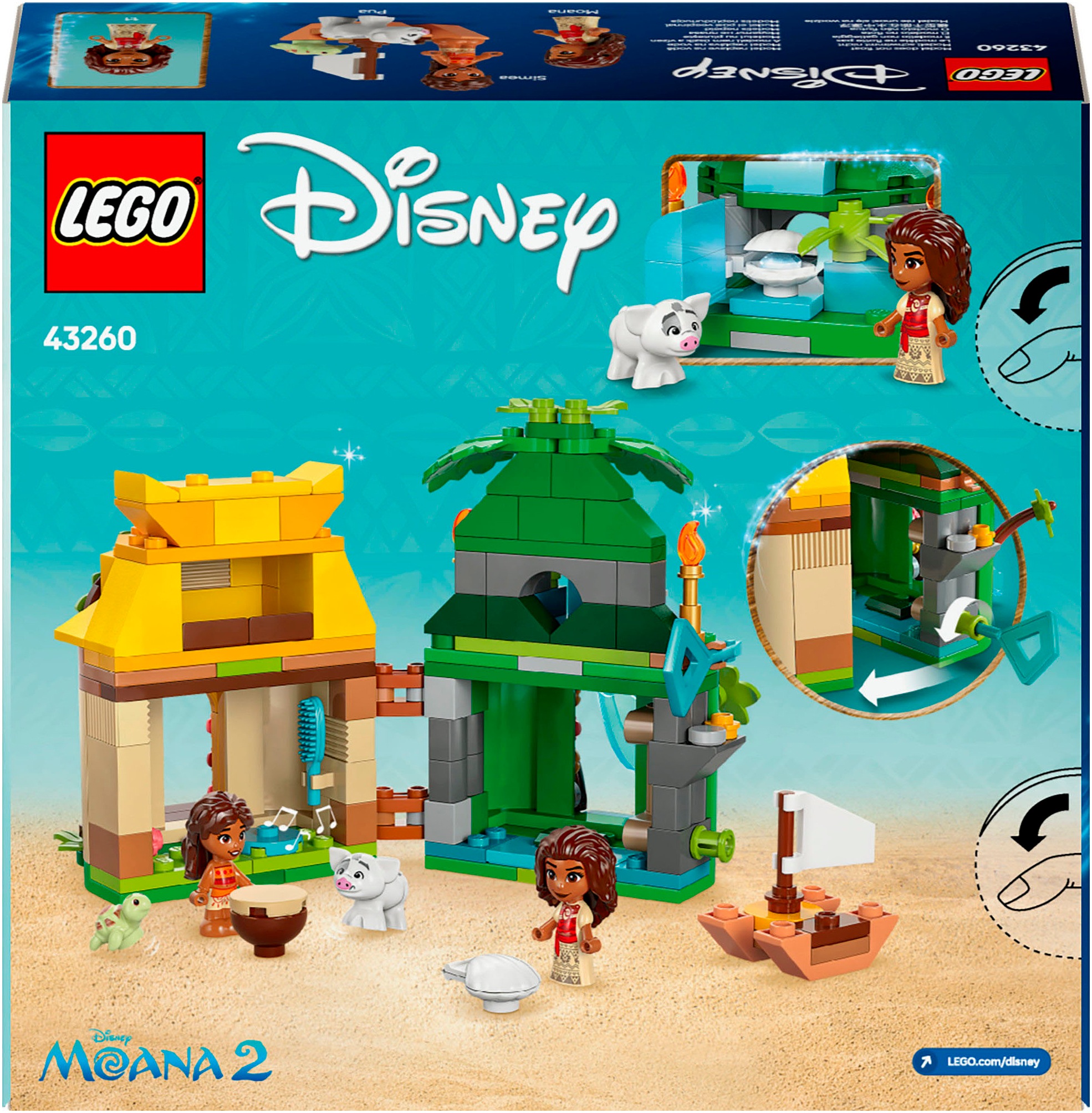 LEGO® Konstruktionsspielsteine »Vaianas Inselspaß (43260), LEGO Disney Princess«, (175 St.), Made in Europe