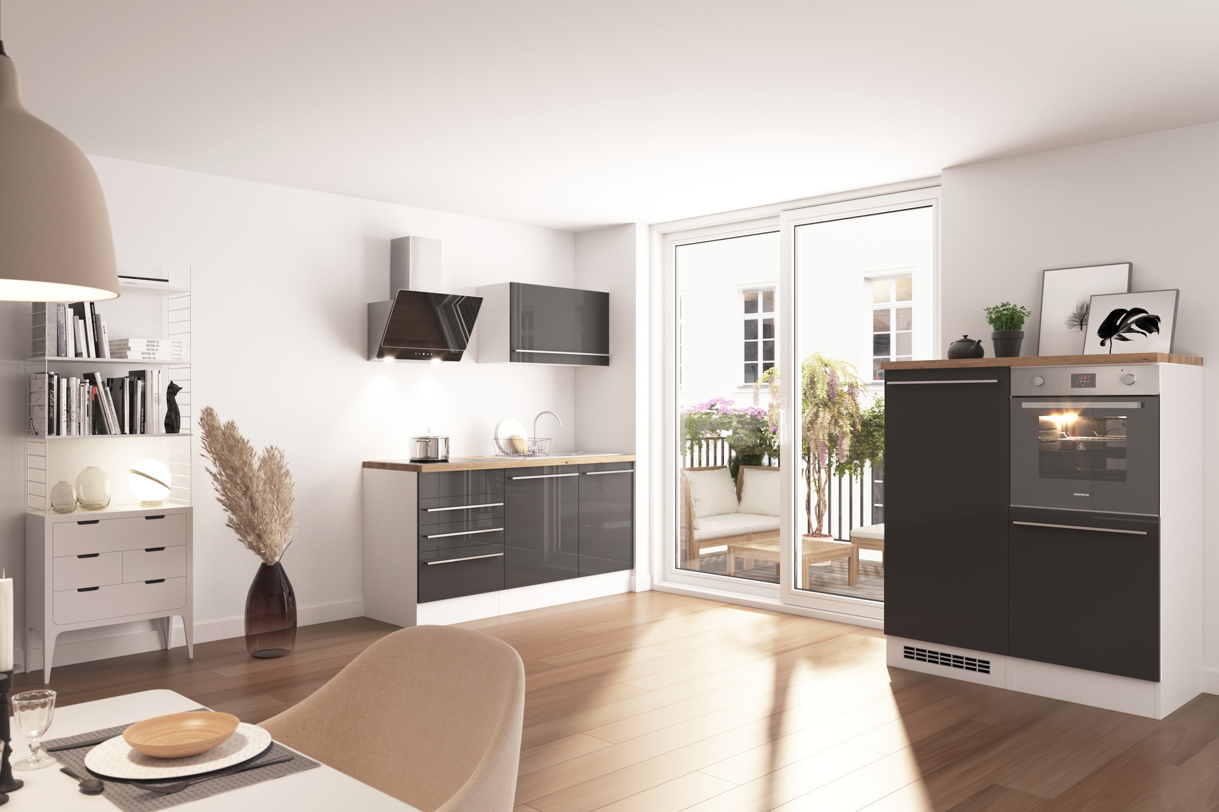 RESPEKTA Küche »Gabriel« wechselseitig aufbaubar, als Doppelblock stellbar