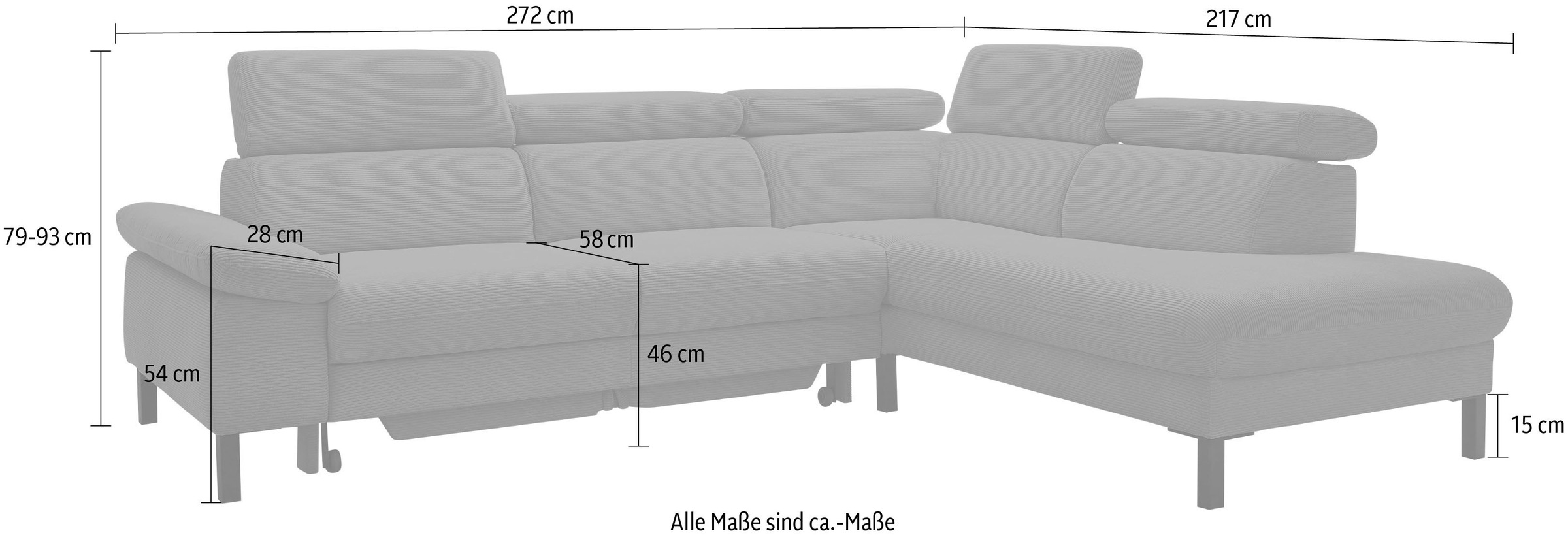 Home affaire Ecksofa »Arnayon mit Querschläfer-Bettfunktion, Schlafsofa, großer Bettkasten« manuelle Kopfteilverstellung, Tonnentaschen-Federkern, Feincord L-Form