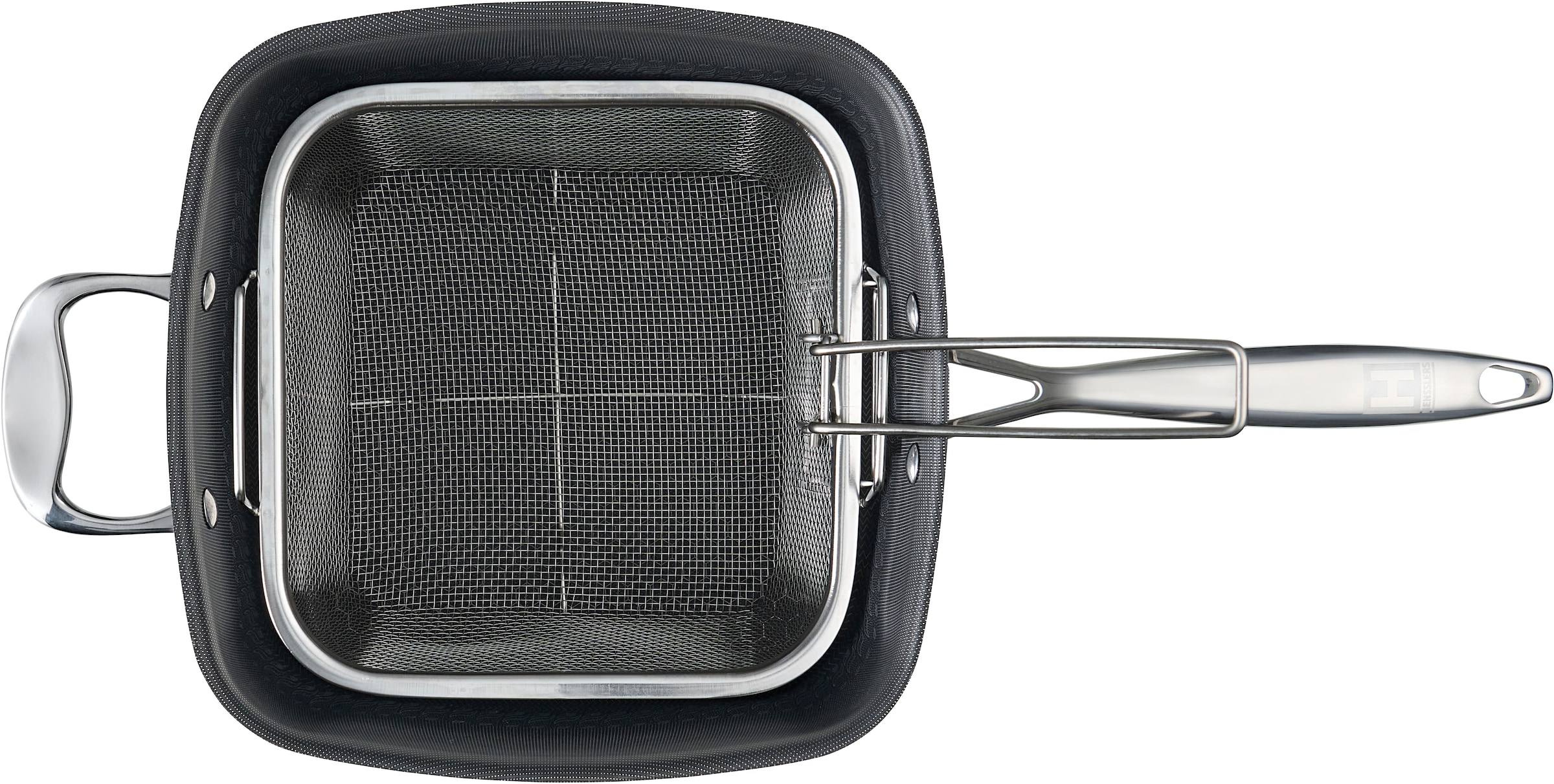 HENSSLERS Servierpfanne »HENSSLERS Edelstahl Viereck-Hochrandpfanne mit Glasdeckel« Edelstahl 4 Stk. tlg. inklusive Dünst- und Grilleinsatz