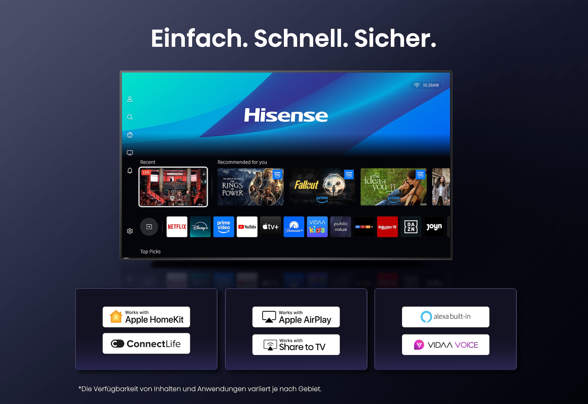 Hisense QLED Mini LED-Fernseher »55U7Q PRO« 139 cm/55 ″ Smart-TV 4K UHD MiniLED Smart TV