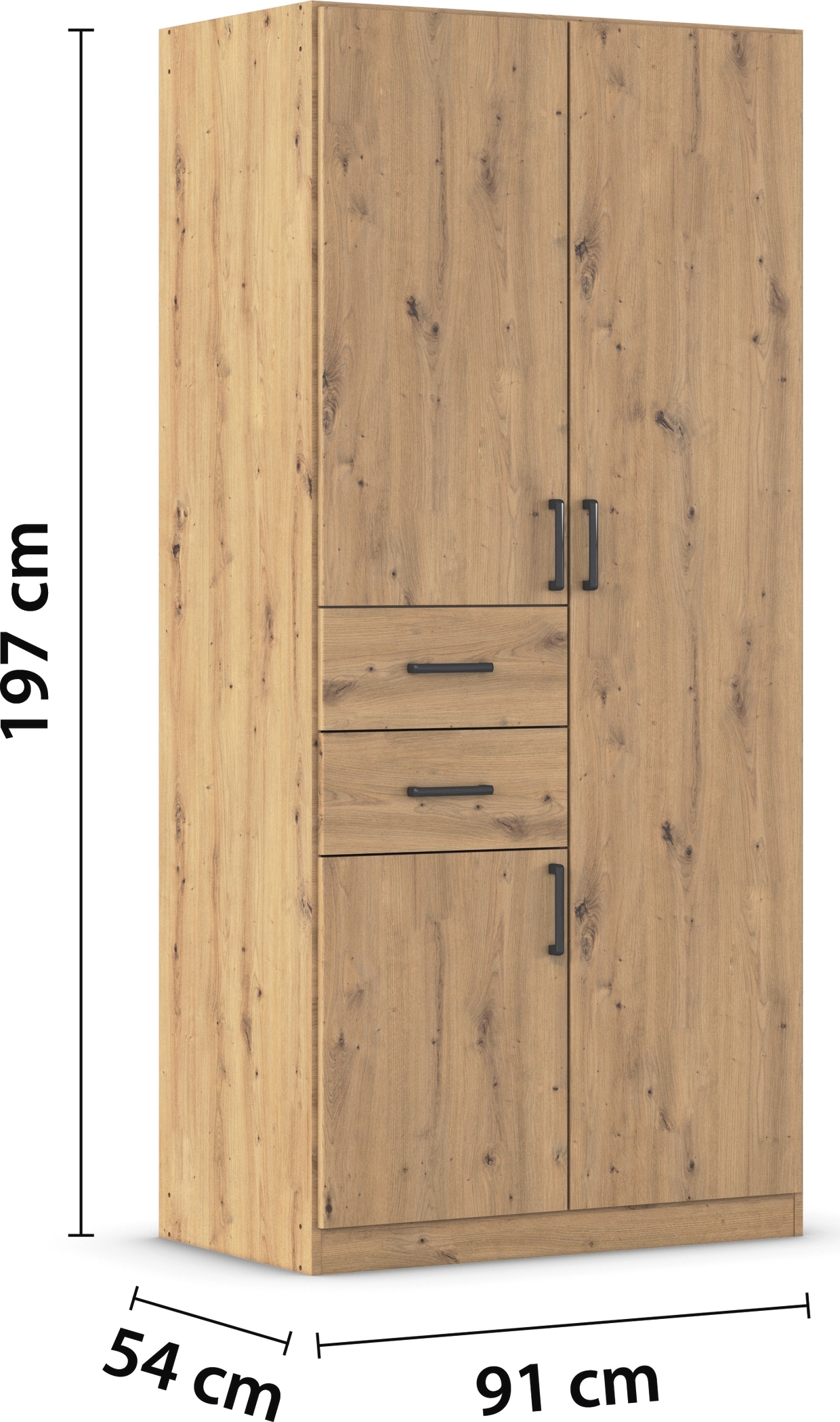 rauch Drehtürenschrank »Kleiderschrank Schrank Garderobe MAIKA mit Dekor-Front«, 2 Schubladen, in verschiedenen Breiten, Höhen, Farben, MADE IN GERMANY