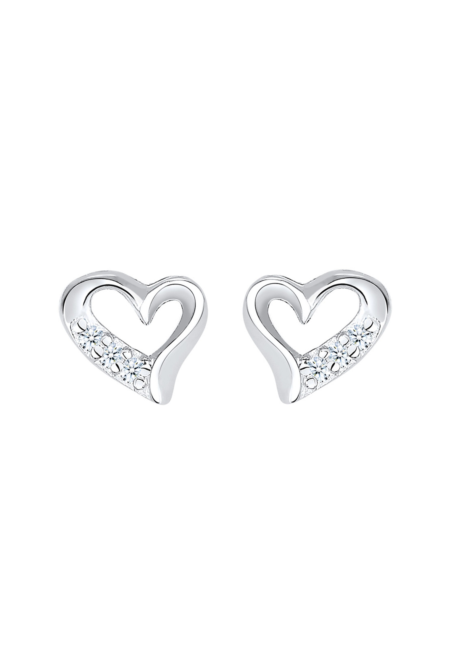 Elli DIAMONDS Paar Ohrstecker »Ohrringe Ohrstecker Herz Diamant Weiß (0.03 ct) 925 Sterling Silber«