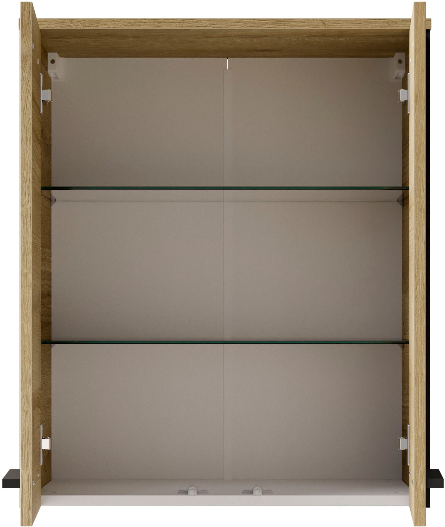 Saphir Hängeschrank »Quickset 395 Badschrank 60,4 cm breit mit 2 Türen und 2 Einlegeböden« Badezimmer-Hängeschrank inkl. Türdämpfer, Griffe in Schwarz