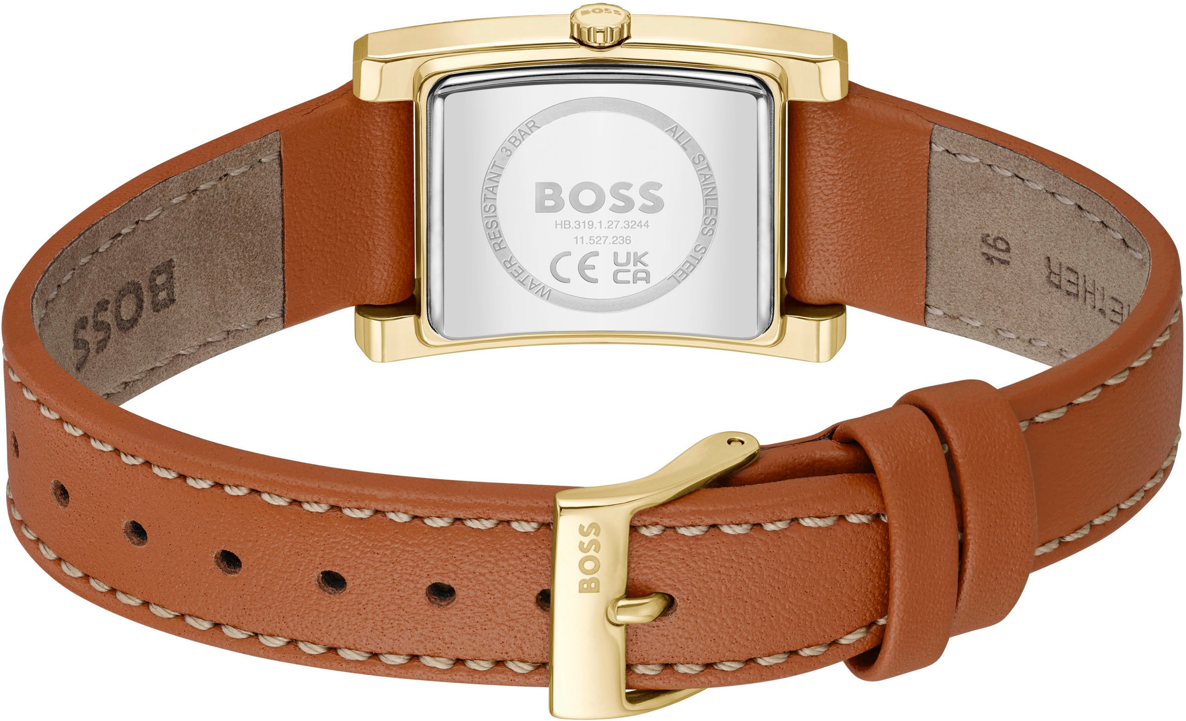 BOSS Quarzuhr »LUCY«, Damenuhr, Armbanduhr, analog, Lederarmband