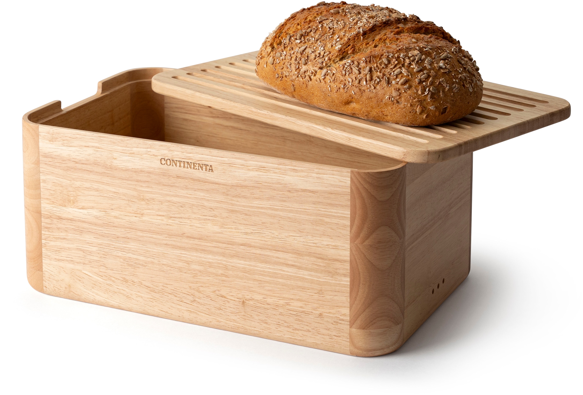 Continenta Brotkasten »mit Deckel, Gummibaum« 2 Stk. tlg. 36x23x16 cm, integriertes Brotschneidebrett