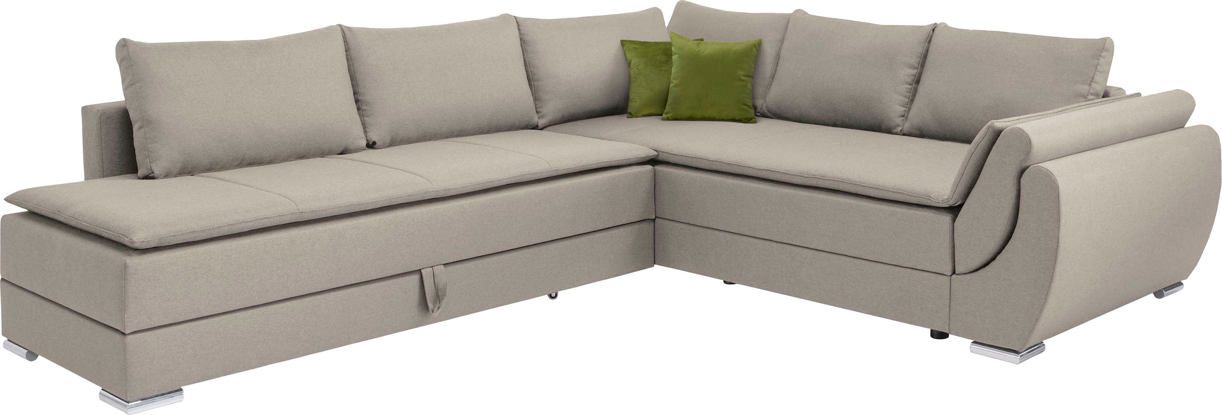 INOSIGN Ecksofa »Göteborg«, mit Boxspring-Bettfunktion und Bettkasten, Dauerschlaffunktion, Topper