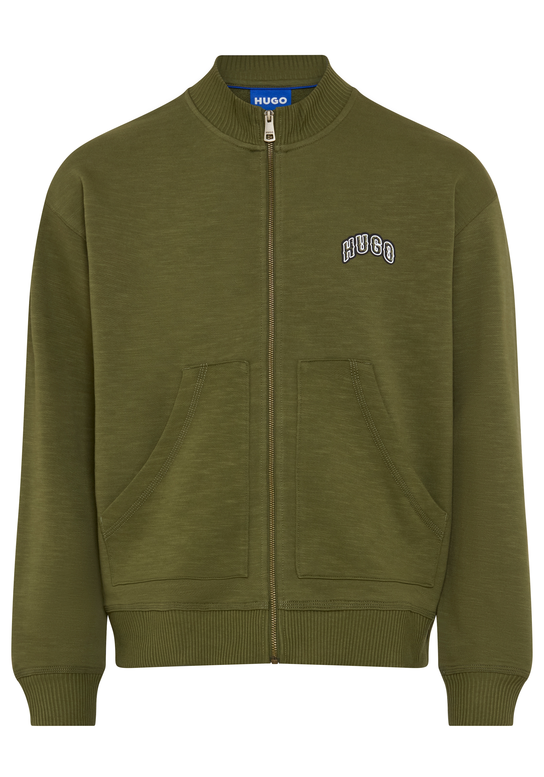 HUGO Sweatjacke »Nuvojack« Stehkragen Metallreißverschluss, reine Baumwolle