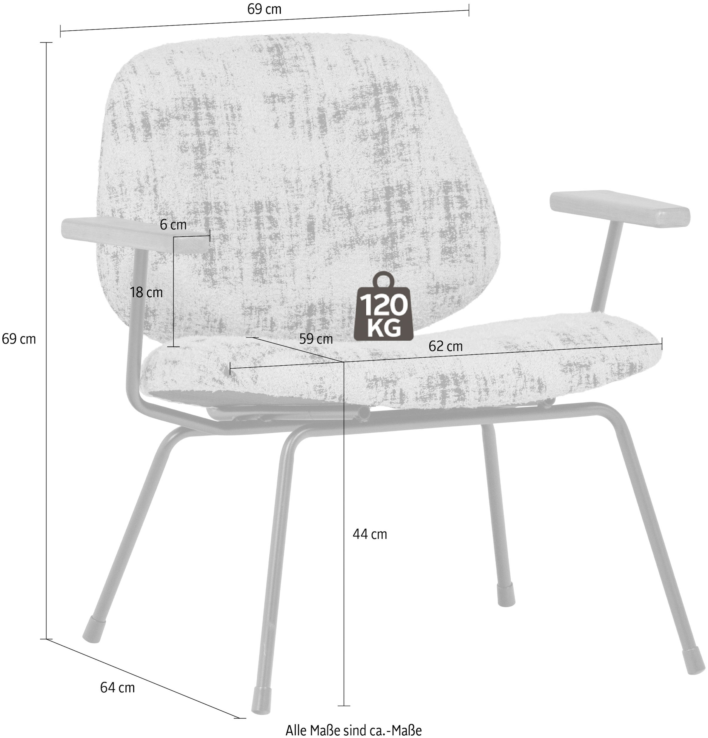 WOOOD Loungesessel »Aure mit Olly-Gewebtem Bezug und Armlehnen B 69 x T 64 x H 69 cm« Sehr hohe Verschleißfestigkeit, Tragkraft 120 kg unregelmäßiges muster