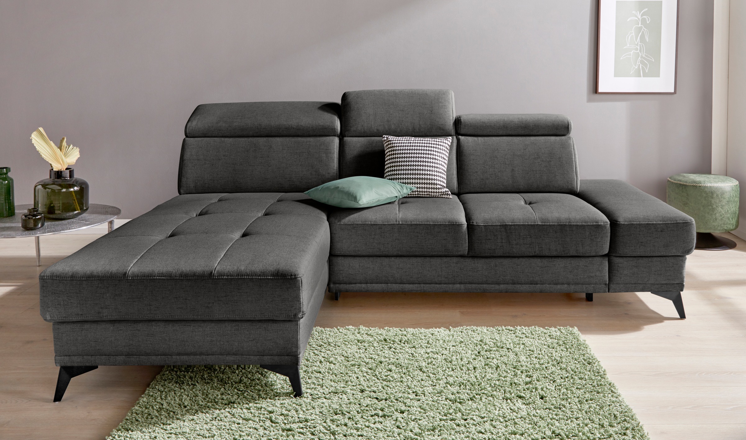 INOSIGN Ecksofa »Cardiz L-Form«, inkl.Kopfteilverstellung und Federkern wahlweise mit Bettfunktion