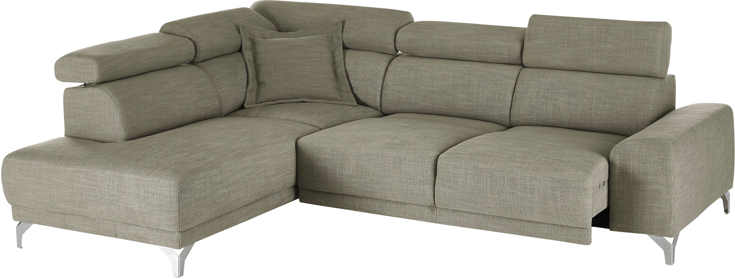 3C Candy Ecksofa »Greve Sofa immer mit manuelle Kopfteilverstellungen, modern, elegant« wahlweise motorischer Sitzvorzug, bequem und zeitlos, L-Form