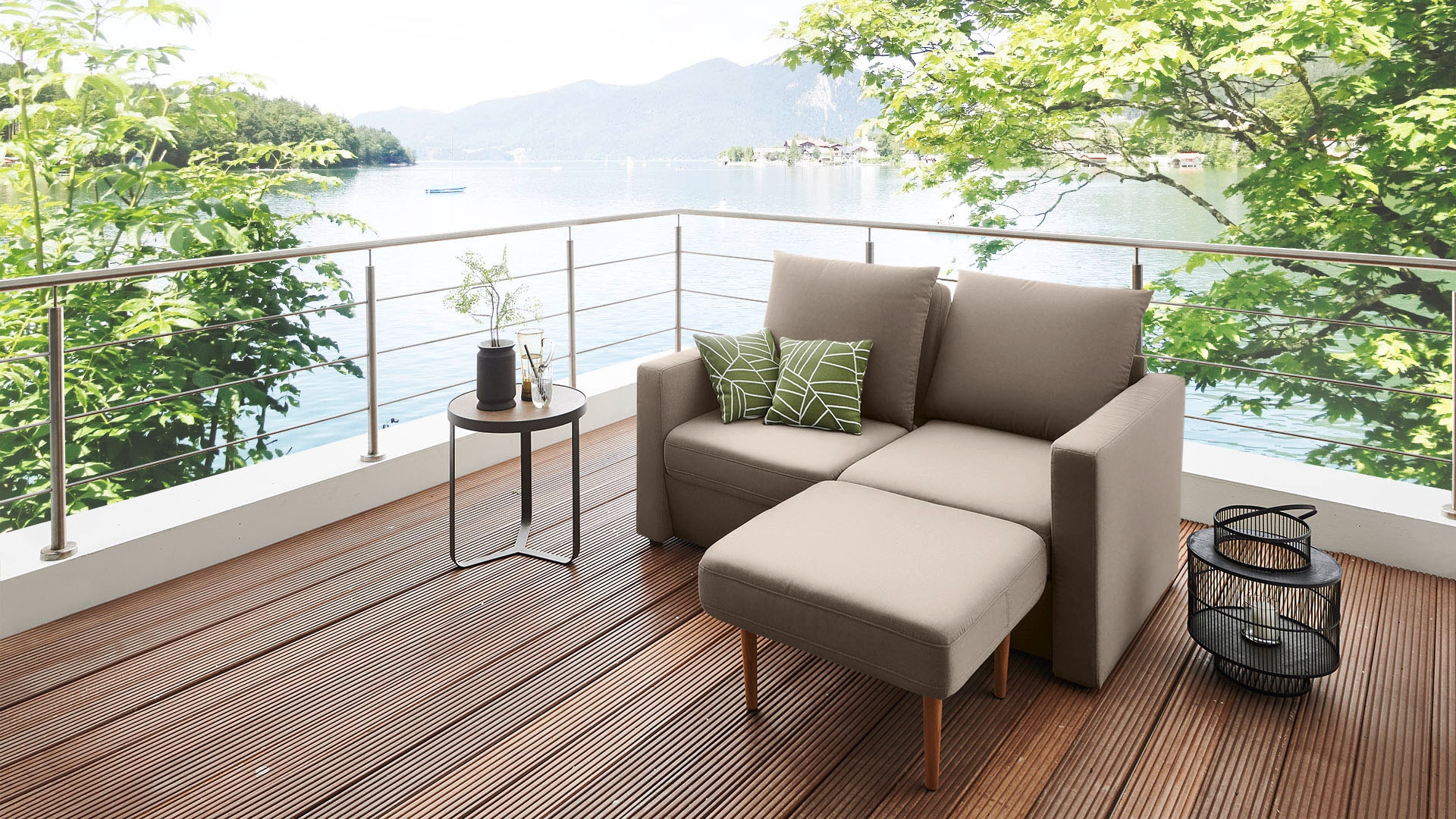 DOMO collection 2-Sitzer »Slunce, Outdoor-Raumwunder«, 2-Sitzer inkl. 2 Hocker, Outdoor geeignet