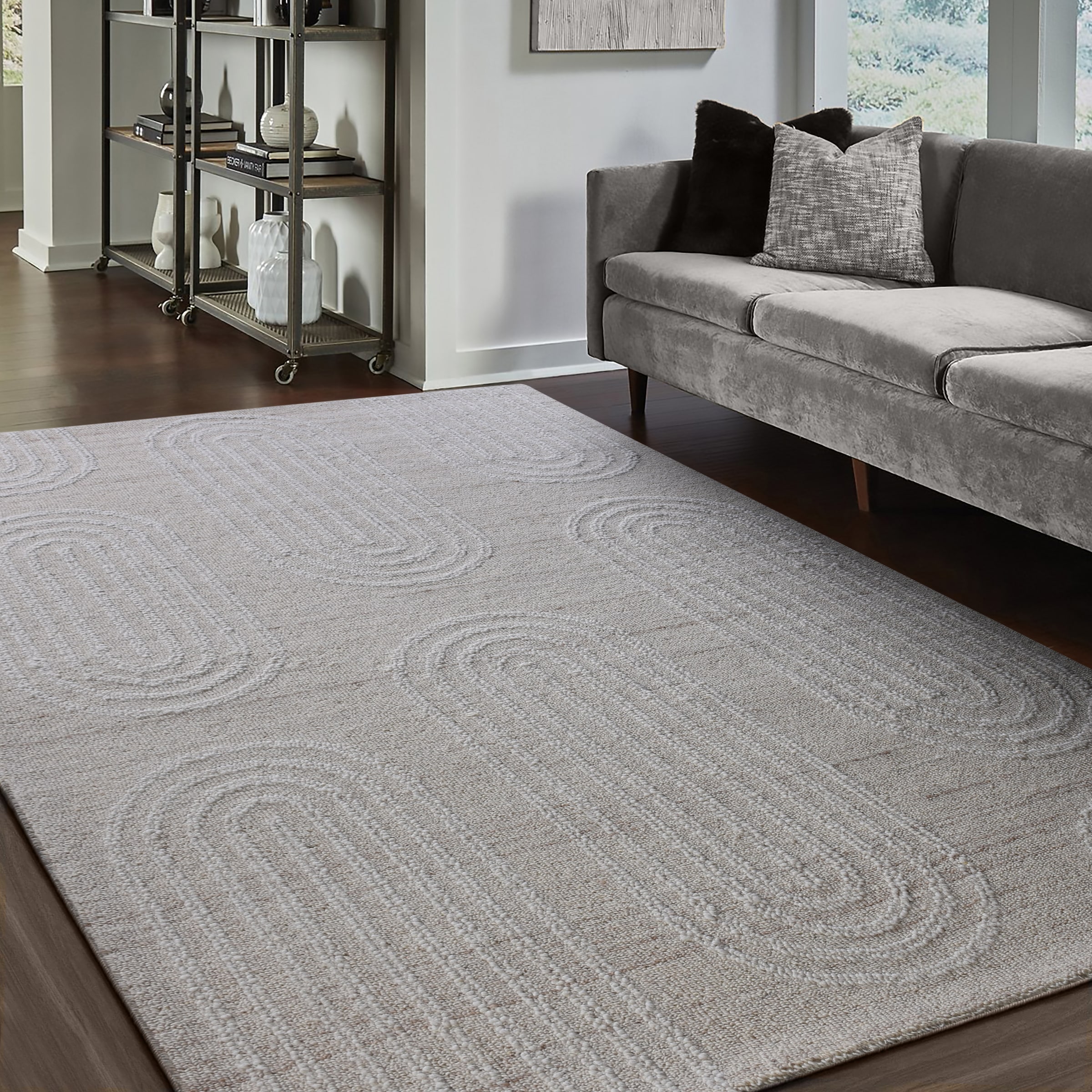 my home Wollteppich »Boras, handgefertigt, Wolle, Hoch-Tief-Struktur,« rechteckig 11 mm Höhe einfarbig, Wolle, Teppich, Wohnzimmer, Schlafzimmer, Esszimmer