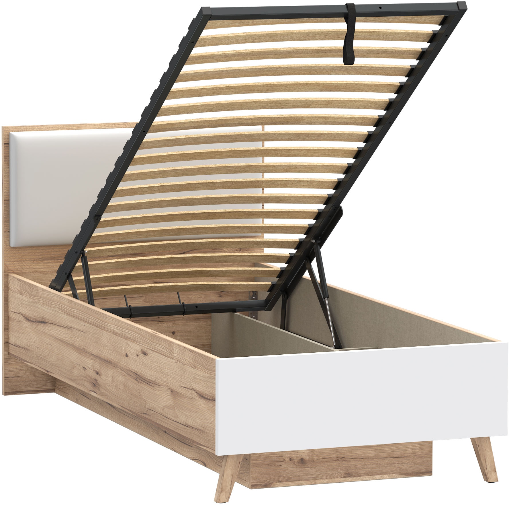 FORTE Stauraumbett »Vankka viel Stauraum, skandinavisches Design, Made in Europe«, aufklappbarer Lattenrost, weitere Produkte zur Serie erhältlich