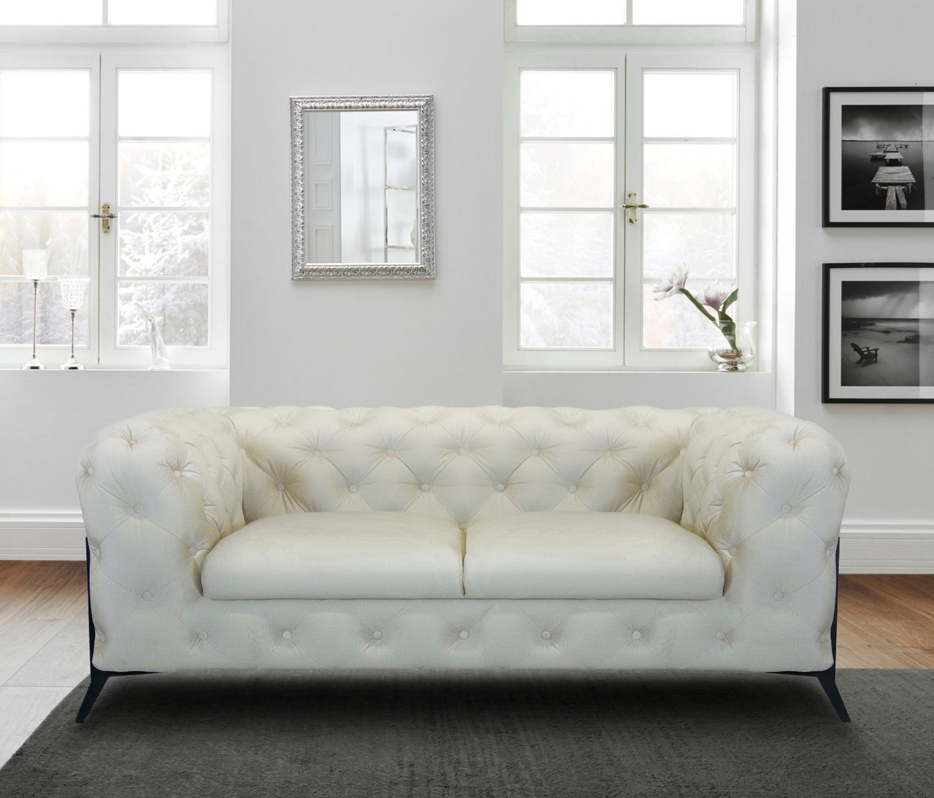 Home affaire Chesterfield-Sofa »Amaury« aufwändige Knopfheftung, moderne Chesterfield Optik, Fußfarbe wählbar
