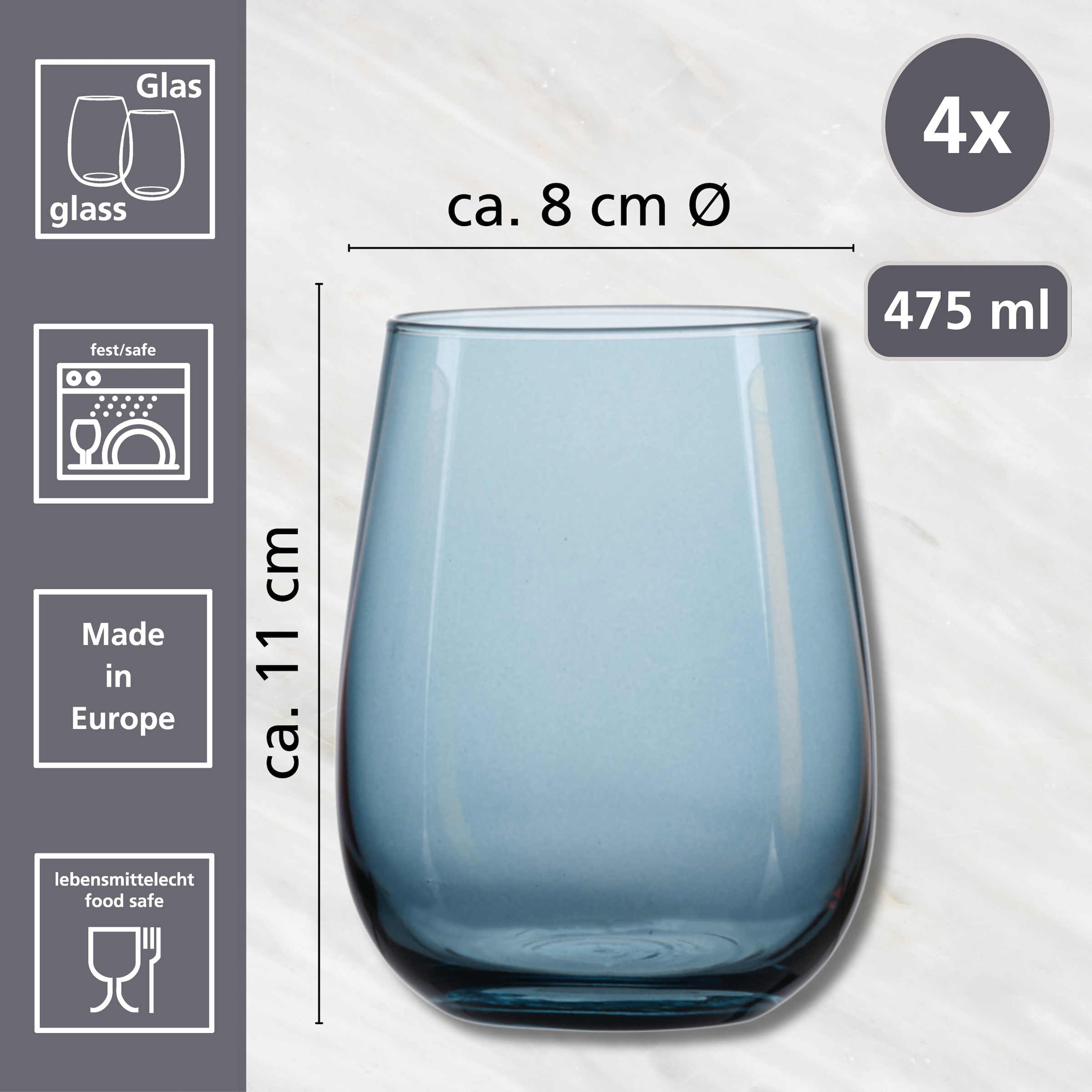 Ritzenhoff & Breker Gläser-Set »Palermo« Trinkglas im 4er Set, je 475 ml