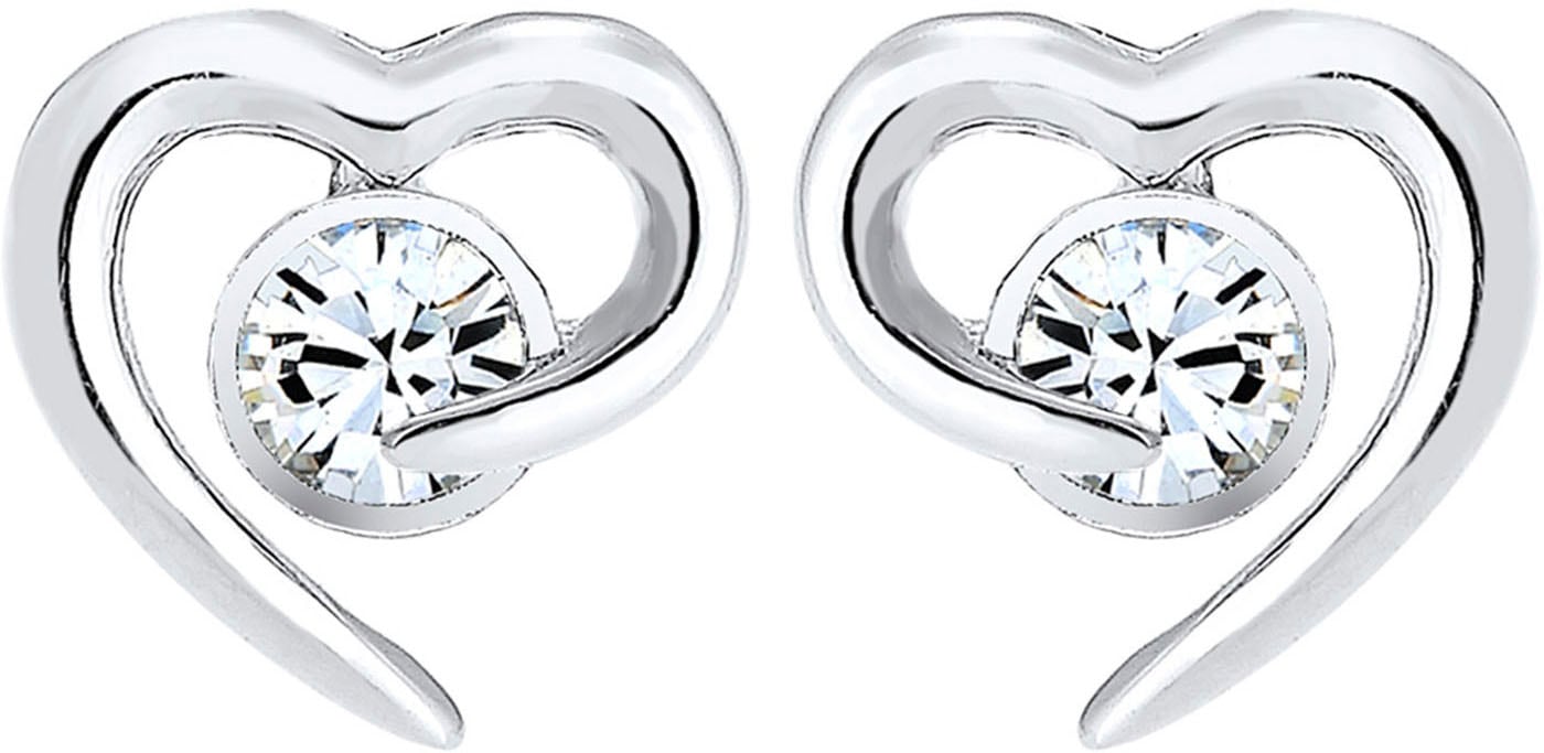 Elli Paar Ohrstecker »Schmuck Geschenk Silber 925 Ohrringe Herz, 0306241016«, mit Glasstein