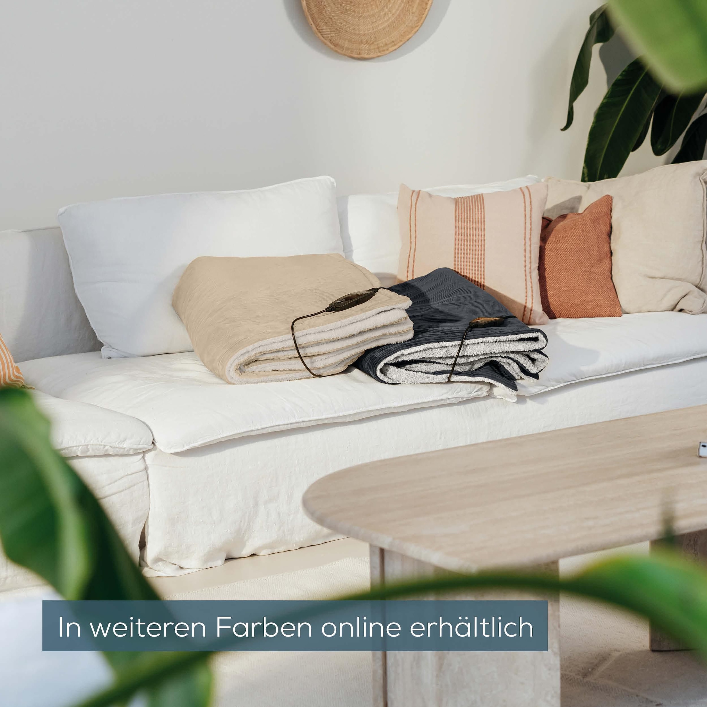 BEURER Heizdecke »HD 81 Cord Light Grey Green Planet, aus recycelten Materialien« kuschelige Wärmedecke aus weichem Cord-Stoff mit 6 Temperaturstufen